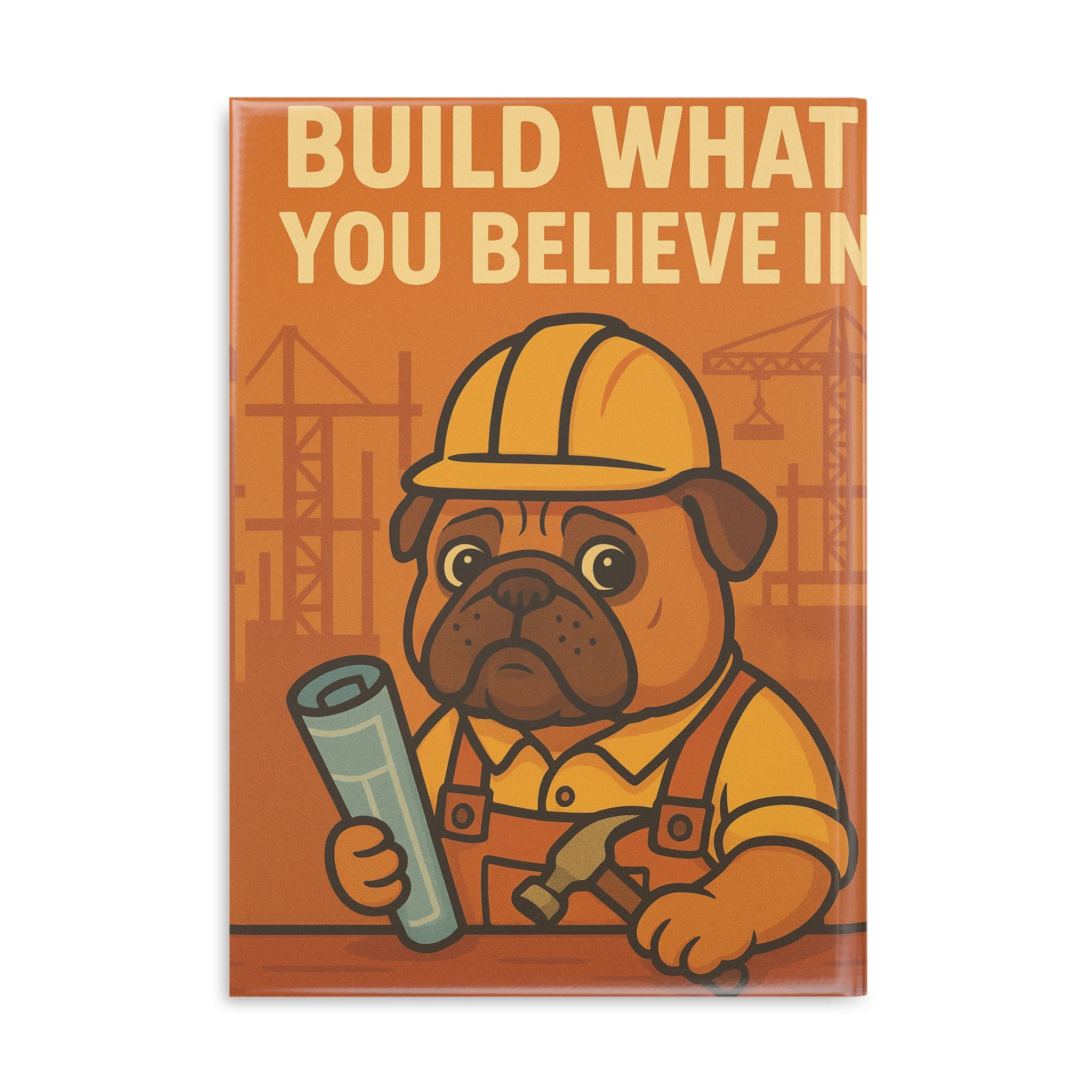 Hardcover Notebook for Builders, Motivational Journal, Cute Puppy Cover, Work Planner, Construction Gift, Office Supplies