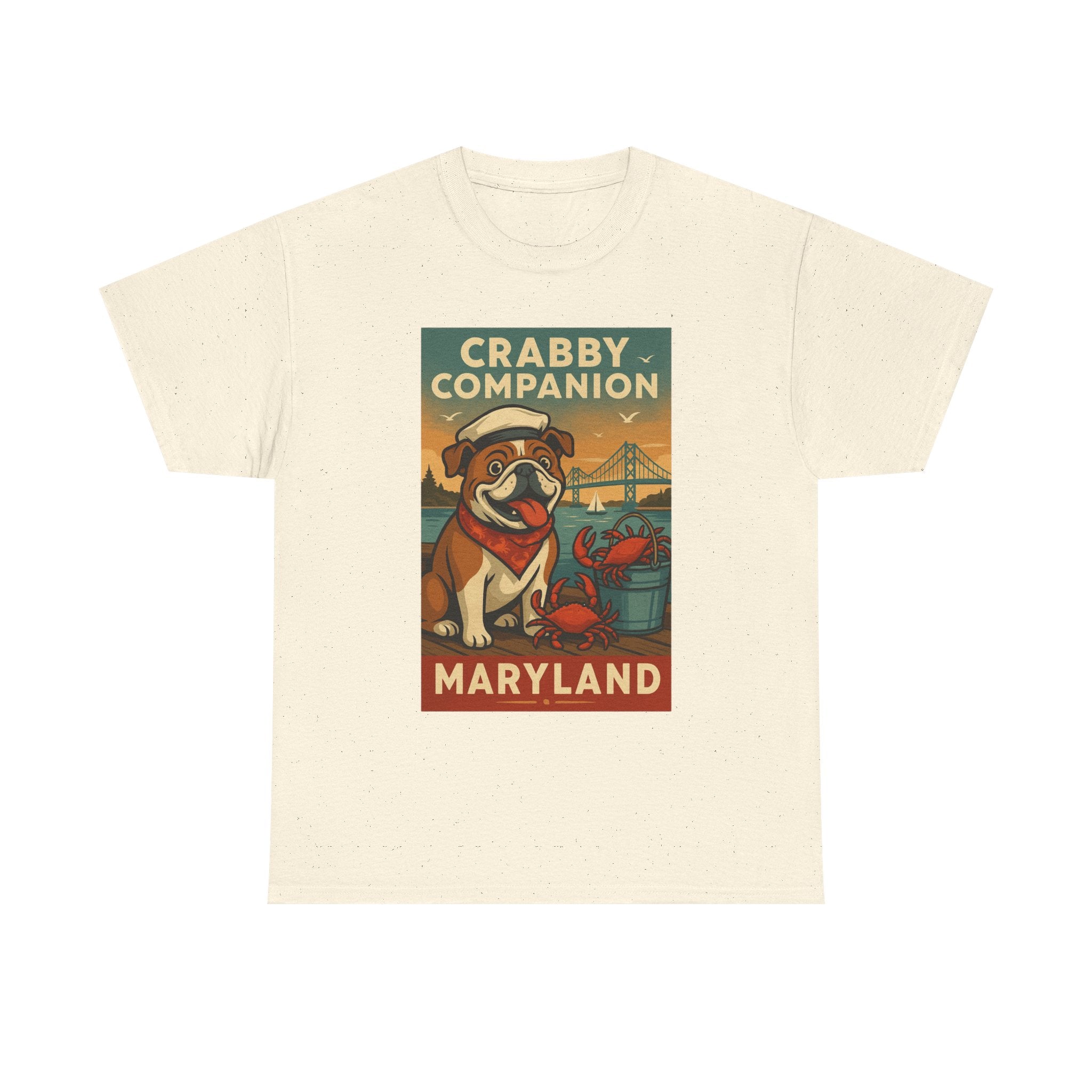 Crabby Maryland Companion Unisex Heavy Cotton Tee Fun Coastal Pet Design