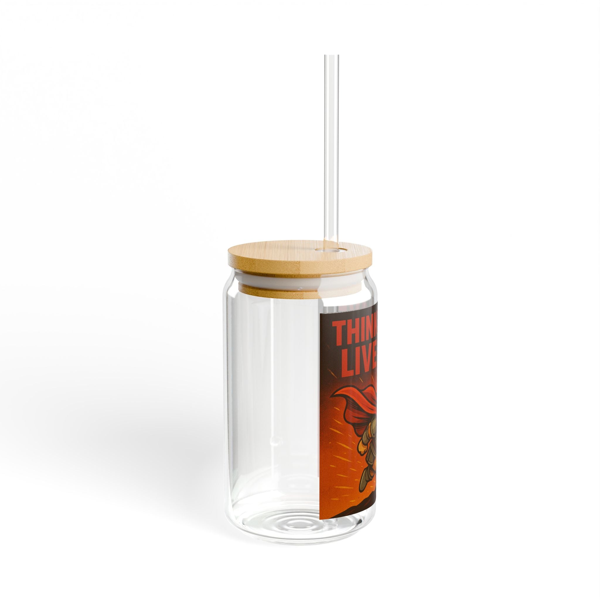 Think Brave Live Bold 16oz Sipper Glass — Superhero French Bulldog Drink Jar