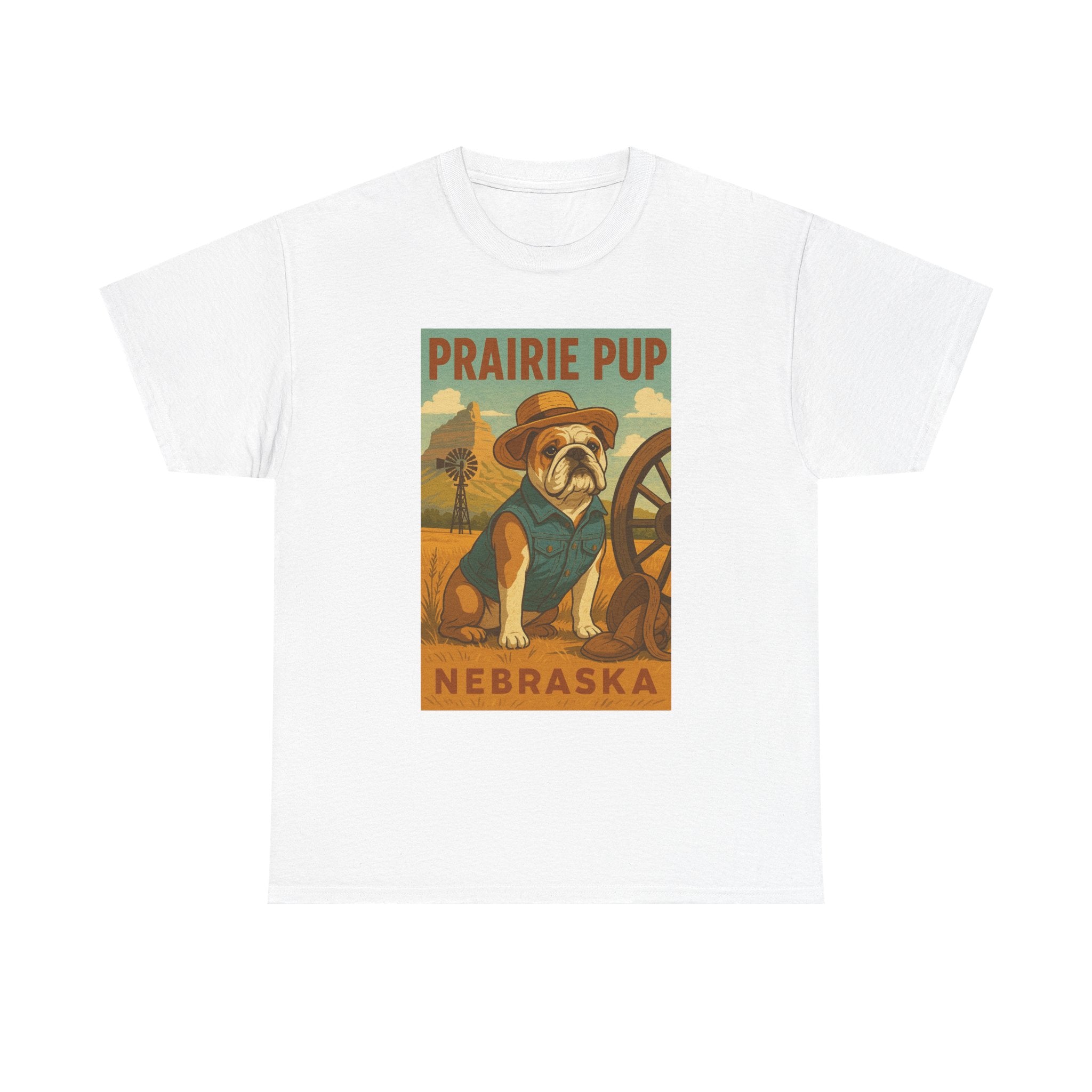 Nebraska Prairie Pup Unisex Heavy Cotton Tee Nebraska Dog Design