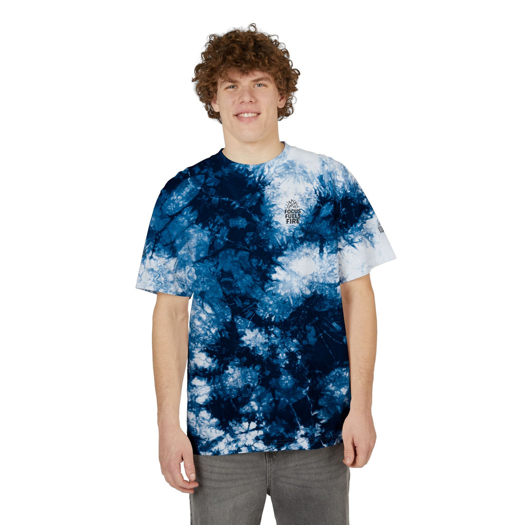 Tie-Dye Spiral Tee Focus Fuels Fire Oversized Rainbow Embroidered T-Shirt