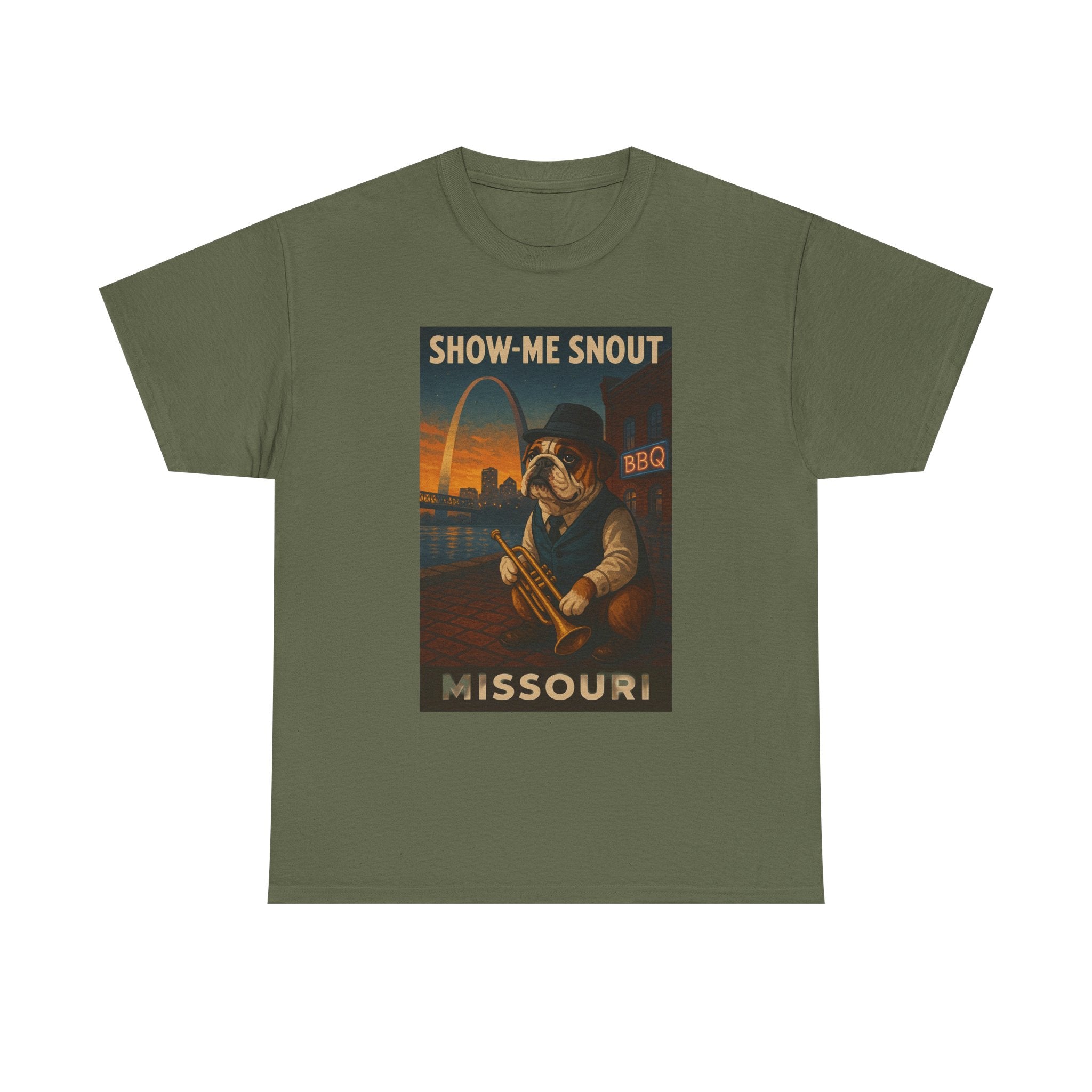 Show-Me Snout Missouri Unisex Heavy Cotton Tee -BBQ Lovers and Music Enthusiasts