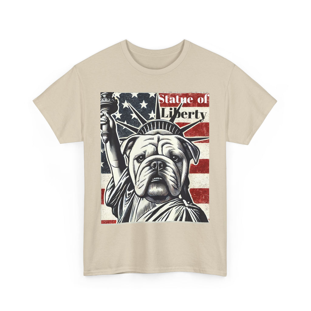 Patriotic Bulldog Tee - Statue of Liberty Design