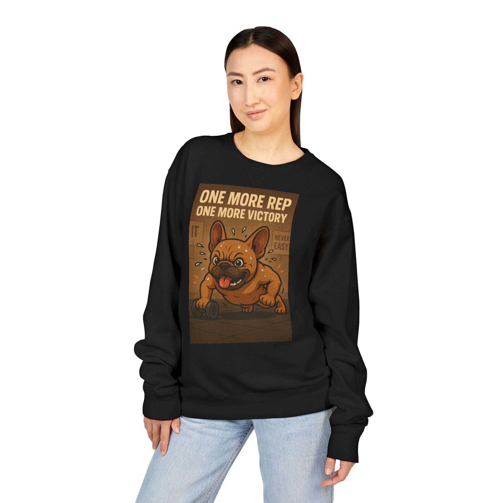 French Bulldog Gym Motivation Sweatshirt, Workout Apparel, Pet Lover Gift, Dog Owner Hoodie, Fitness Sweater, Cute Frenchie Jumper