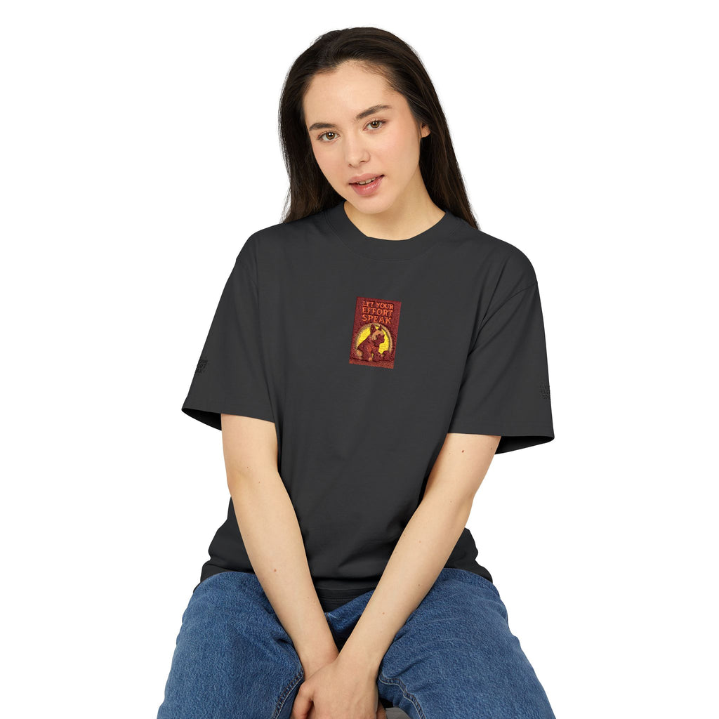 Graphic "Let Your Effort Speak" Vintage Red Patch Phoenix Chest Print Tee