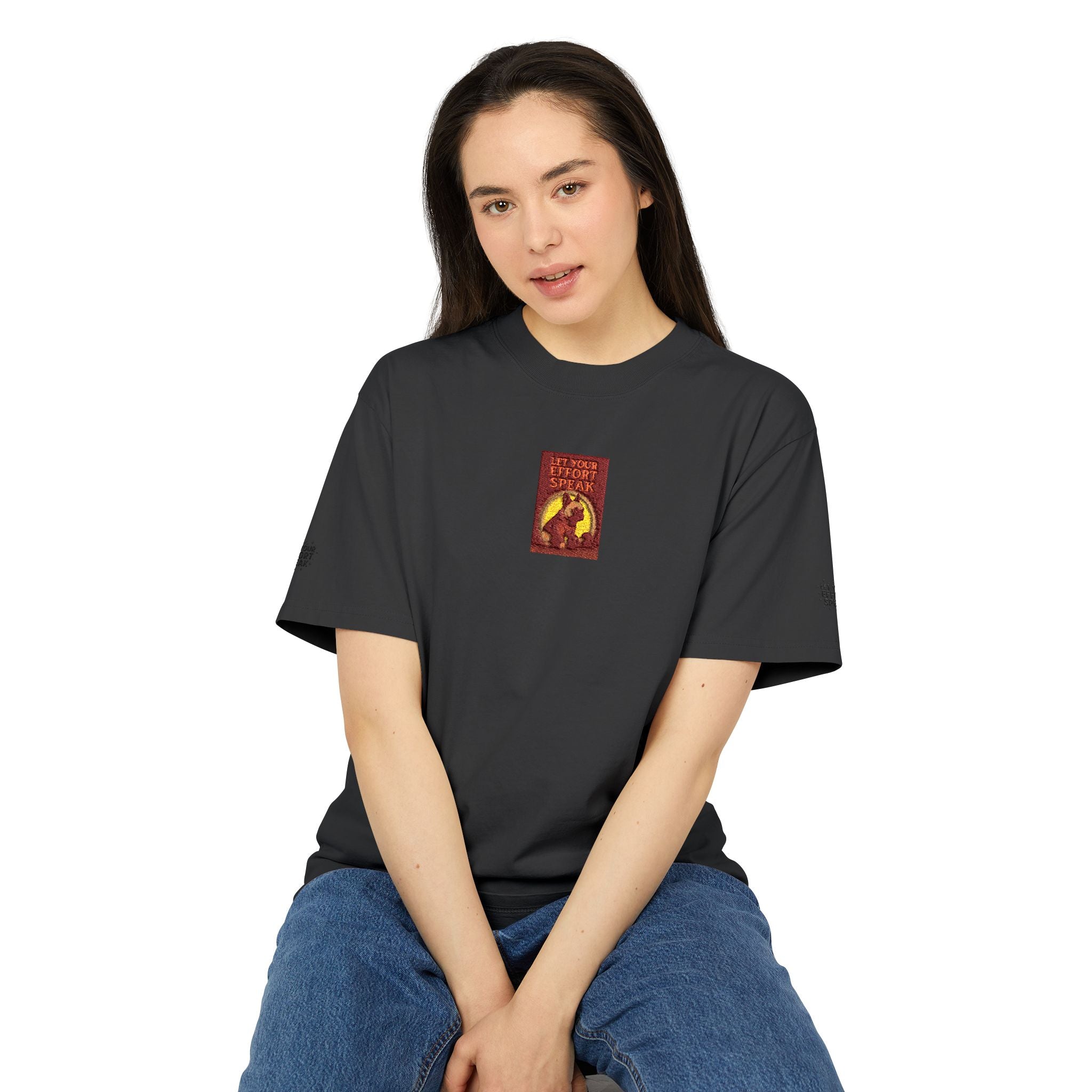 Graphic "Let Your Effort Speak" Vintage Red Patch Phoenix Chest Print Tee
