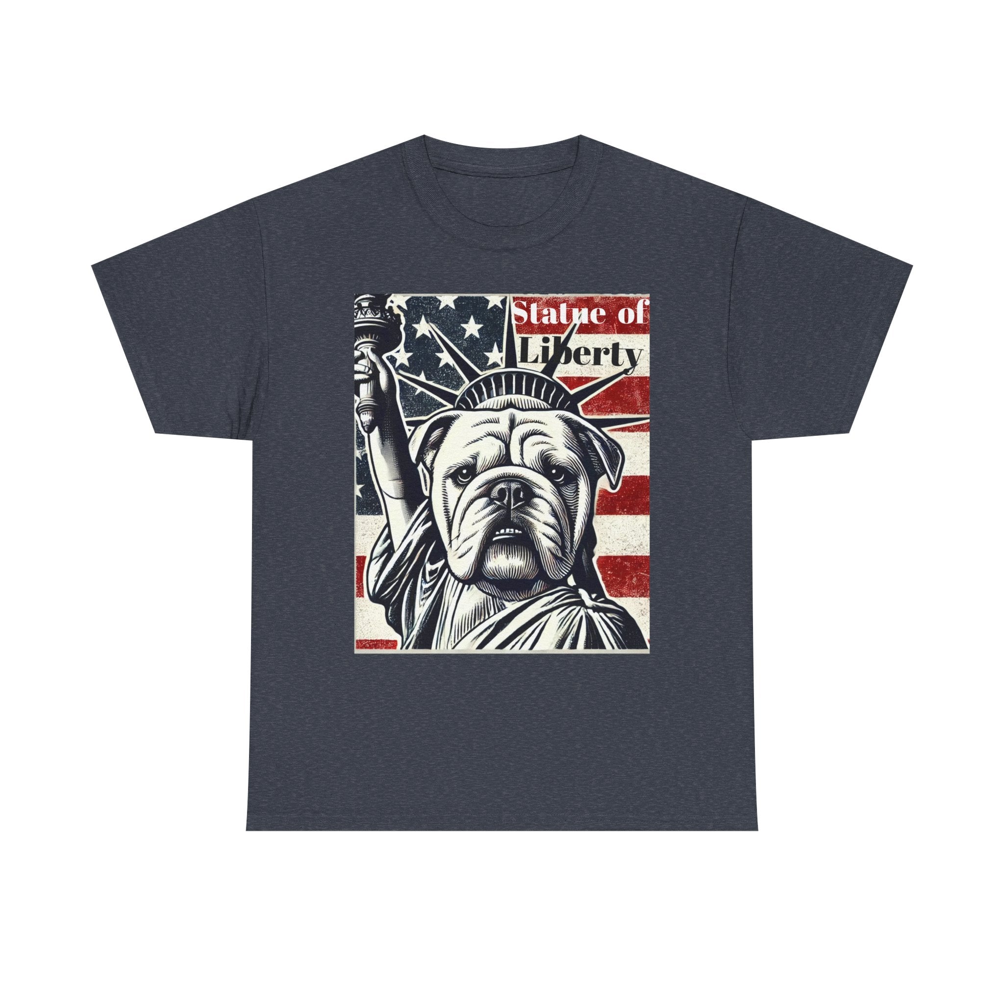 Patriotic Bulldog Tee - Statue of Liberty Design