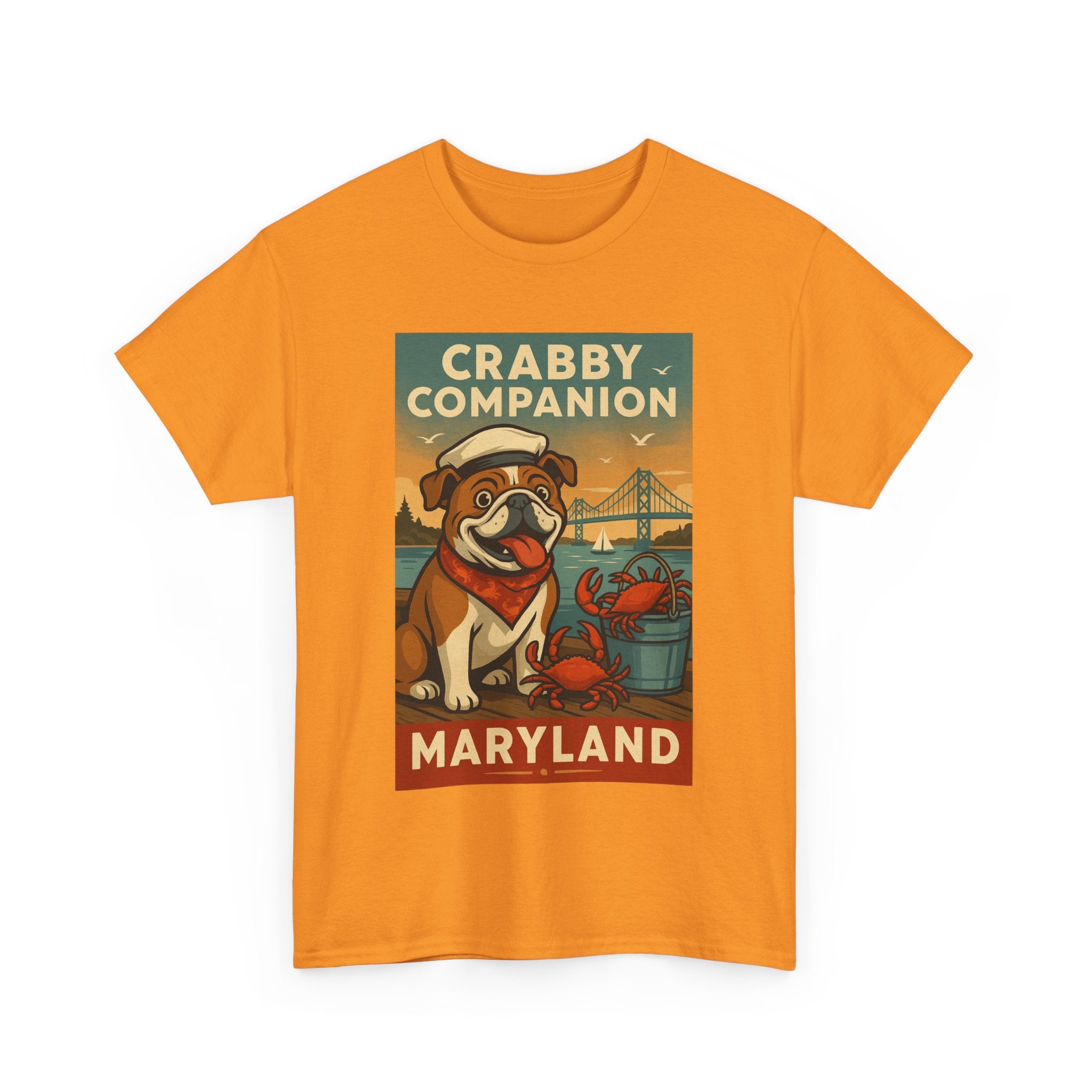 Crabby Maryland Companion Unisex Heavy Cotton Tee Fun Coastal Pet Design