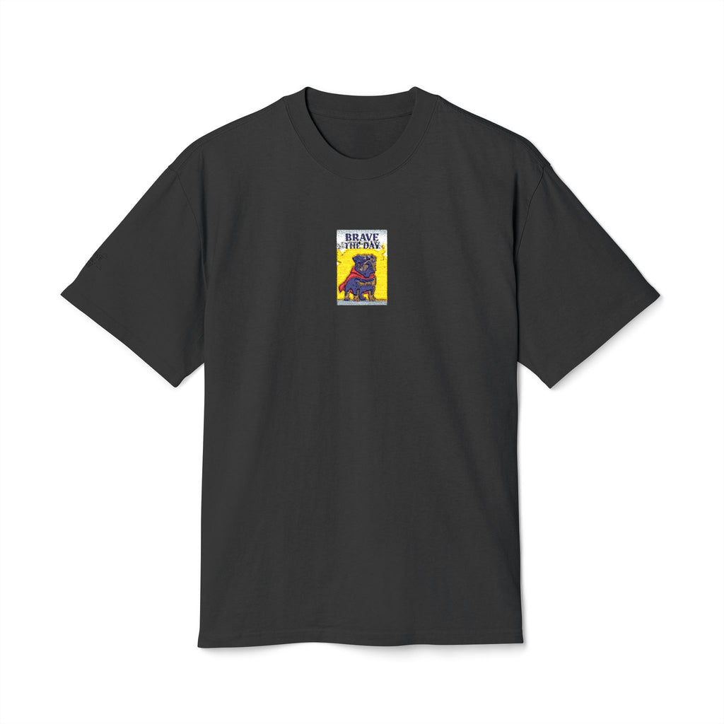 Graphic Brave The Day Tee  Retro Colorblock Illustration Tee