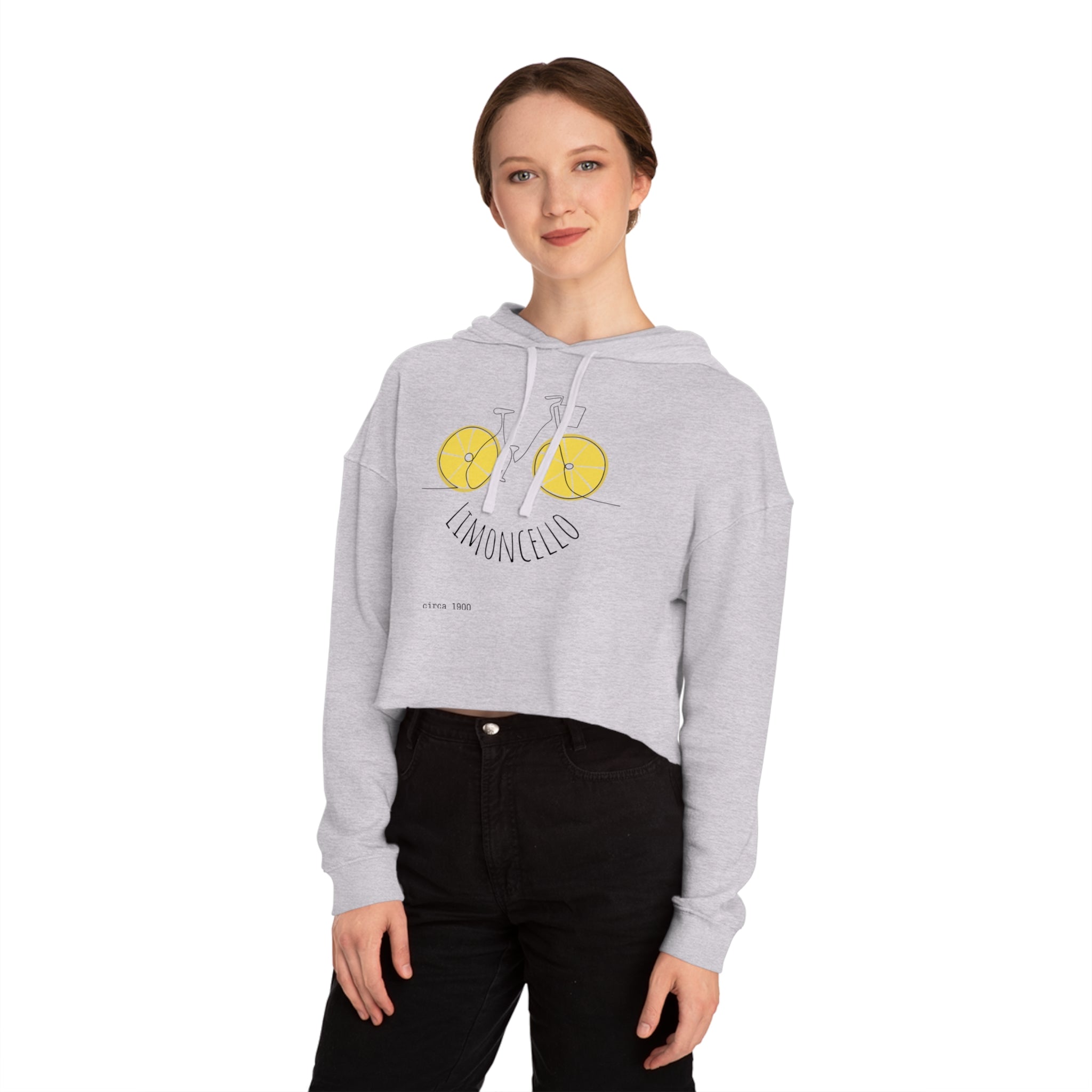 Limoncello Bicycle Lemon Wheels Crop Hoodie