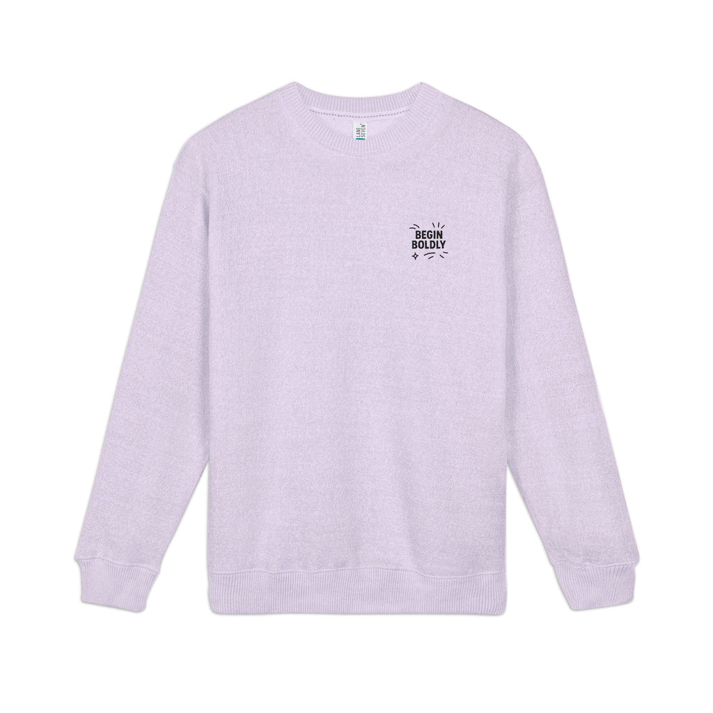 Nantucket Embroidered Crewneck Sweatshirt "Begin Boldly" Classic Coastal Pullover