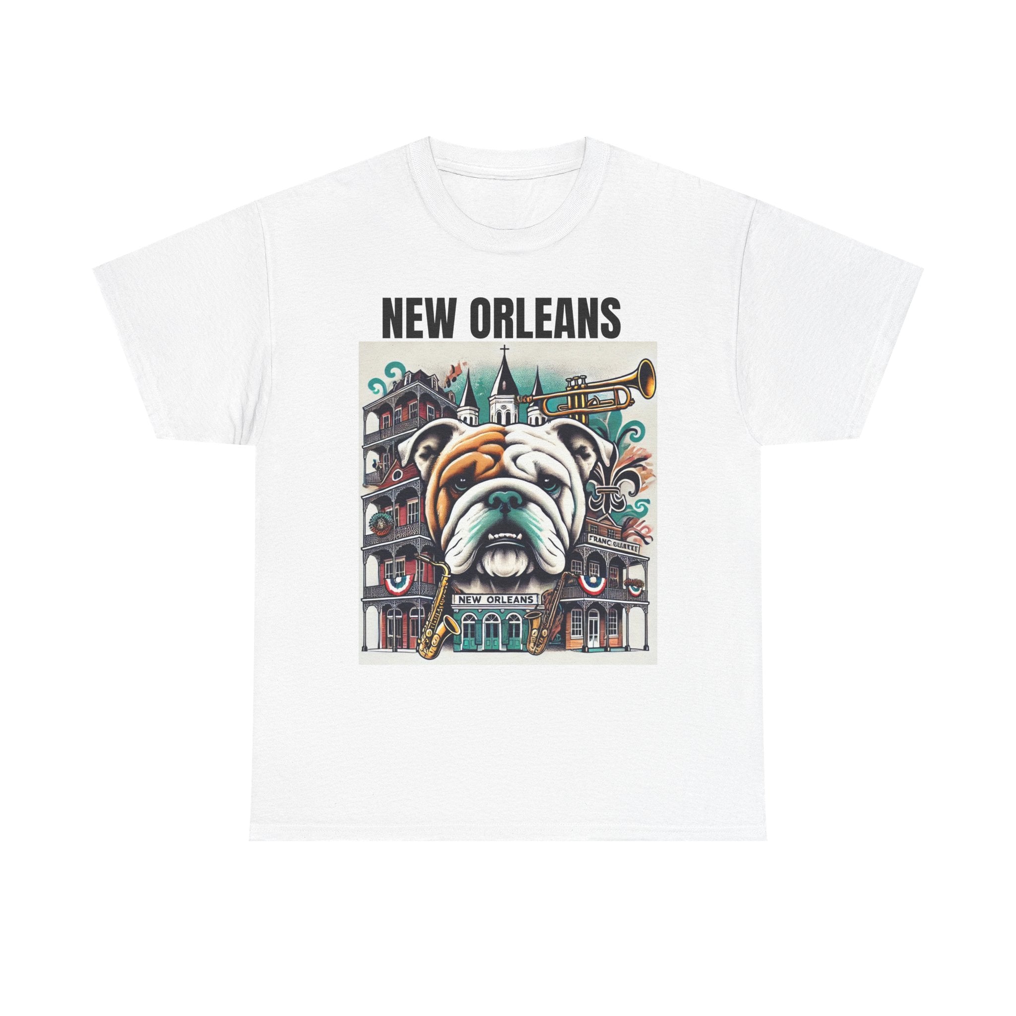 Vintage New Orleans Bulldog Art Unisex Heavy Cotton Tee