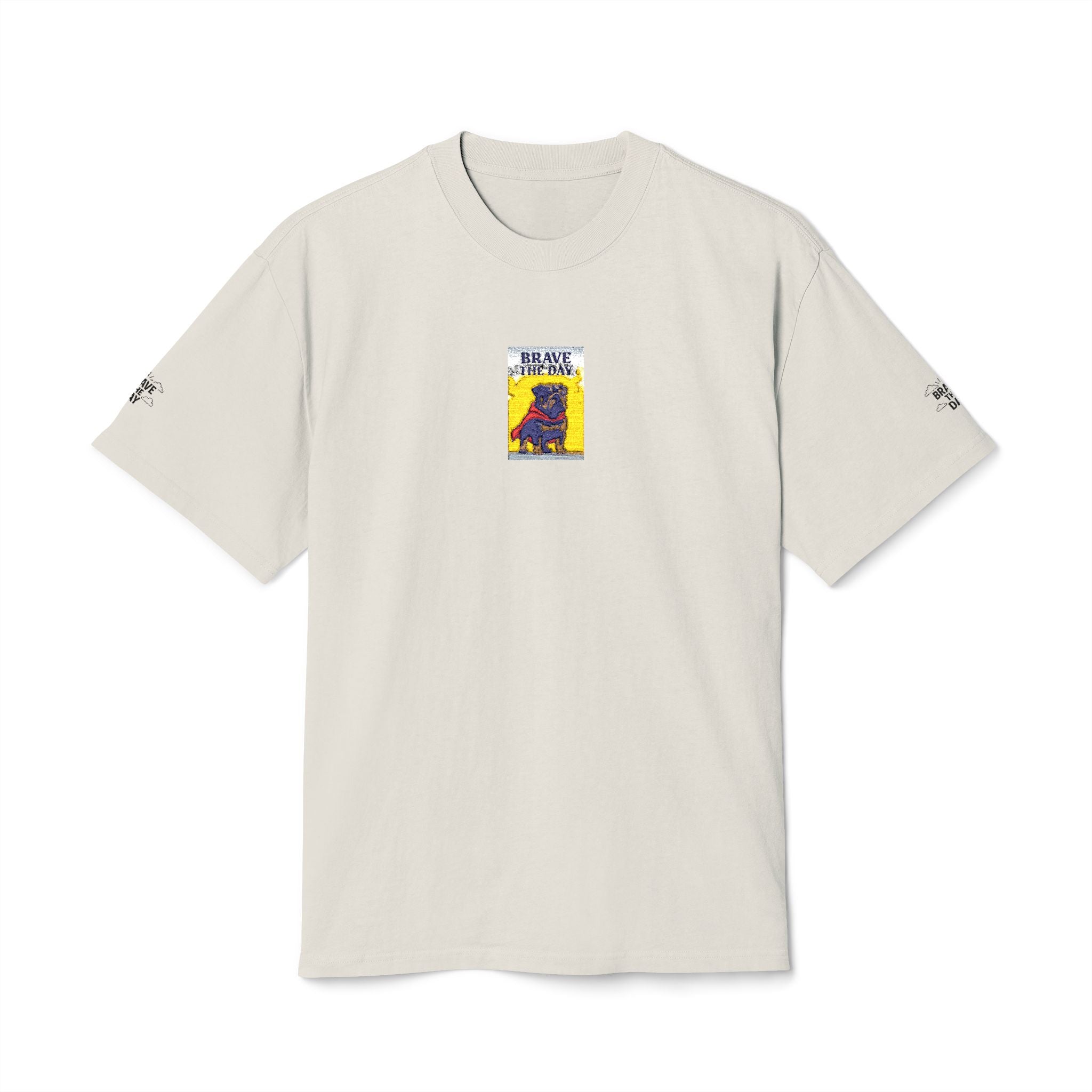 Graphic Brave The Day Tee  Retro Colorblock Illustration Tee