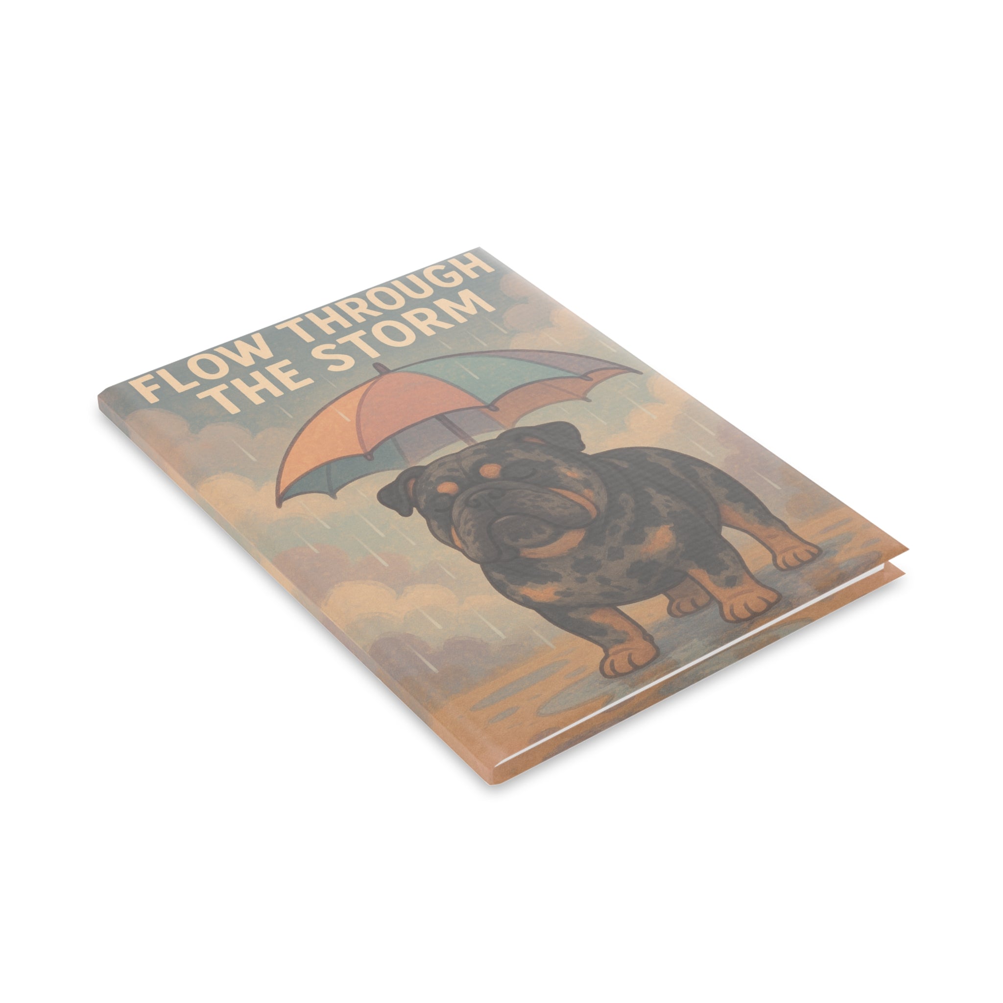 Inspirational Hardcover Notebook with Puffy Covers, Flow Through the Storm, Gifts for Dog Lovers, Journal for Thoughts, Unique Stationery