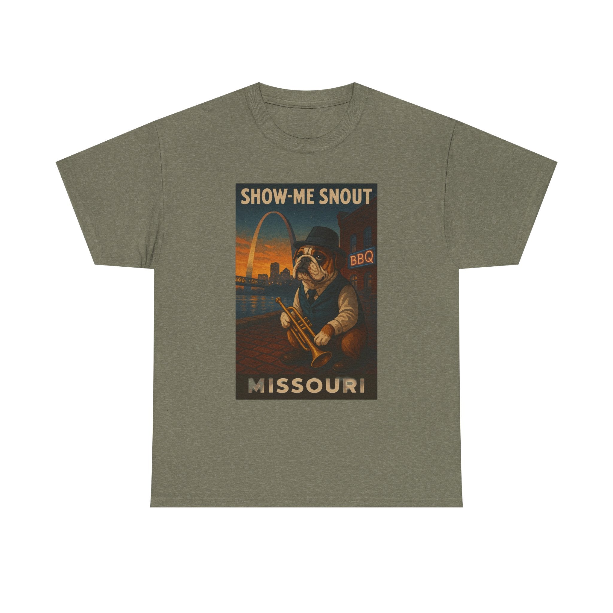 Show-Me Snout Missouri Unisex Heavy Cotton Tee -BBQ Lovers and Music Enthusiasts