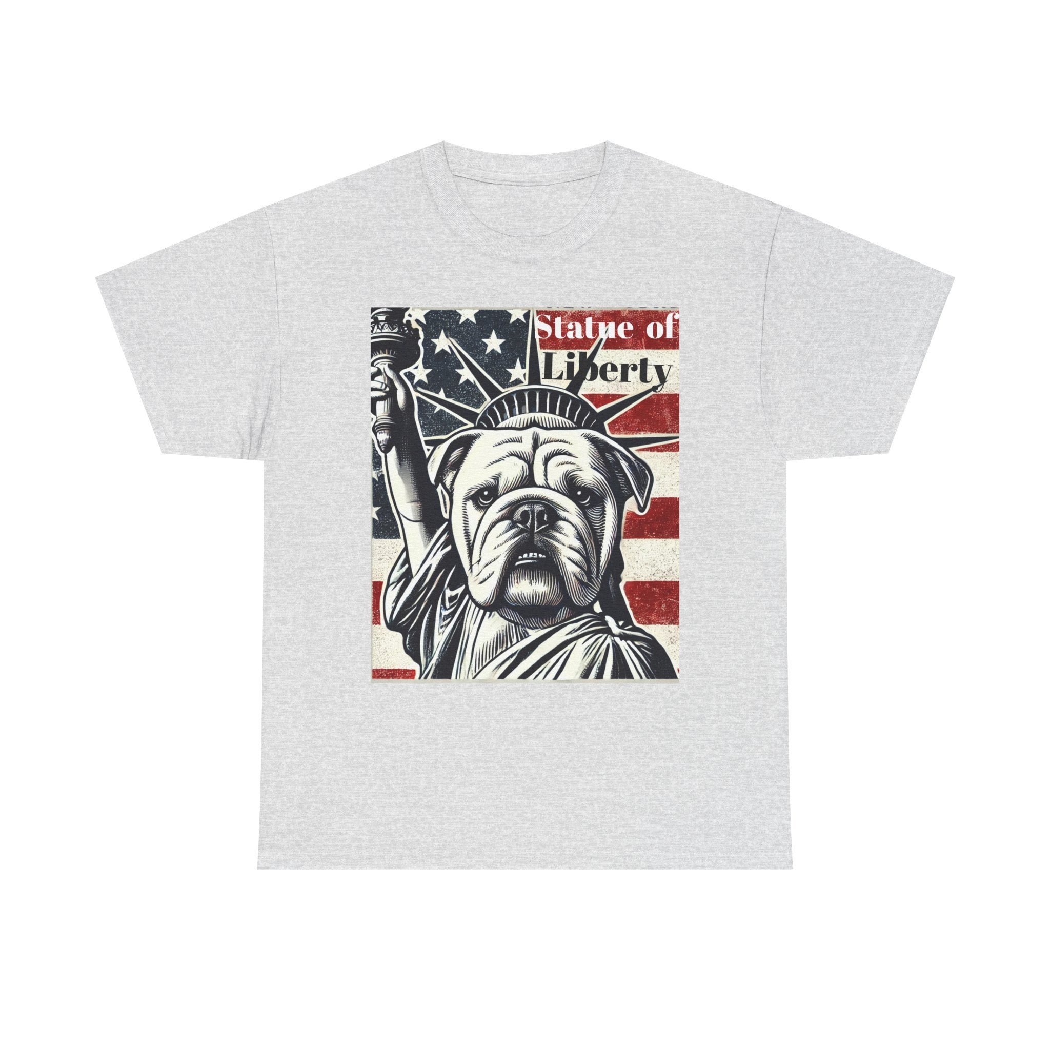 Patriotic Bulldog Tee - Statue of Liberty Design