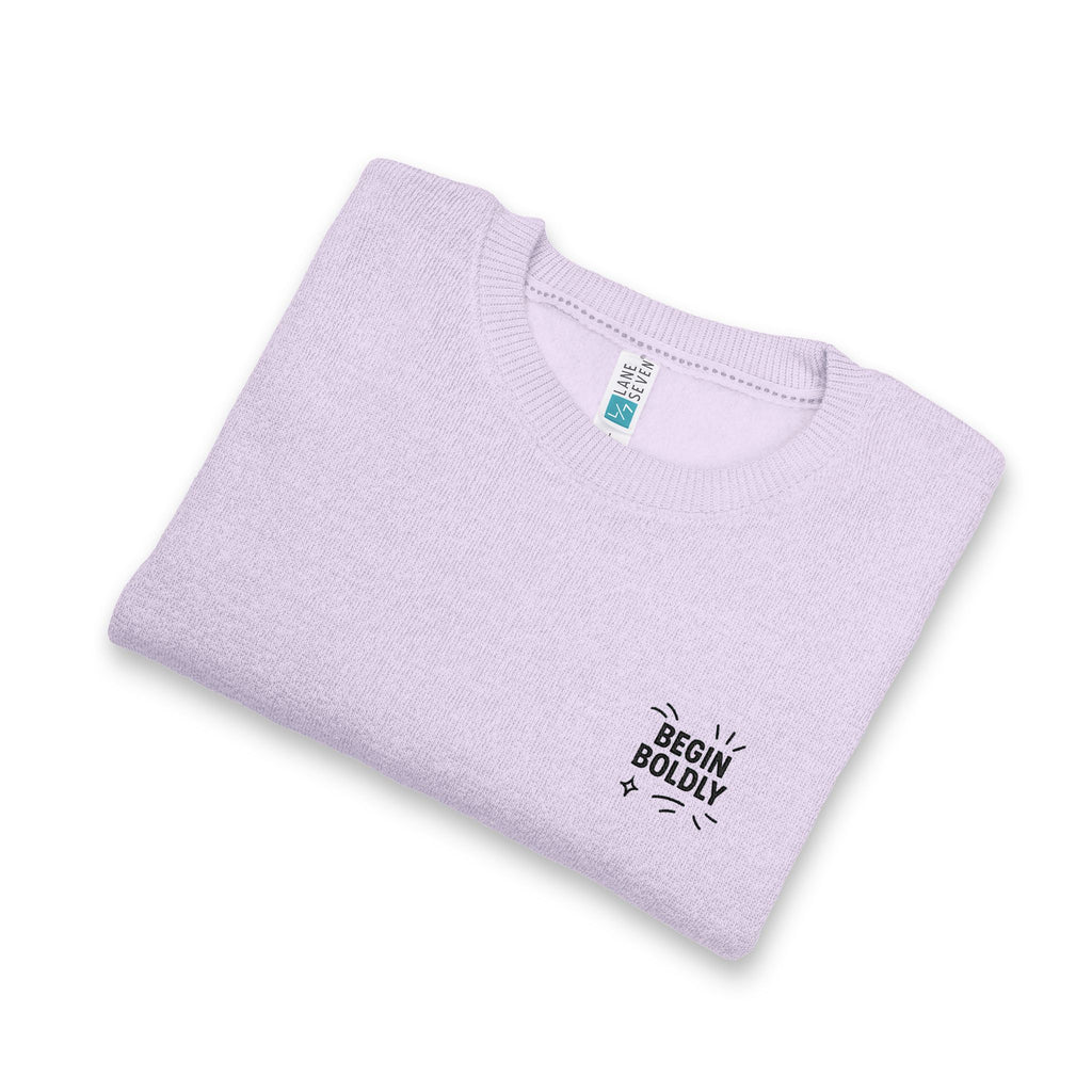 Nantucket Embroidered Crewneck Sweatshirt "Begin Boldly" Classic Coastal Pullover