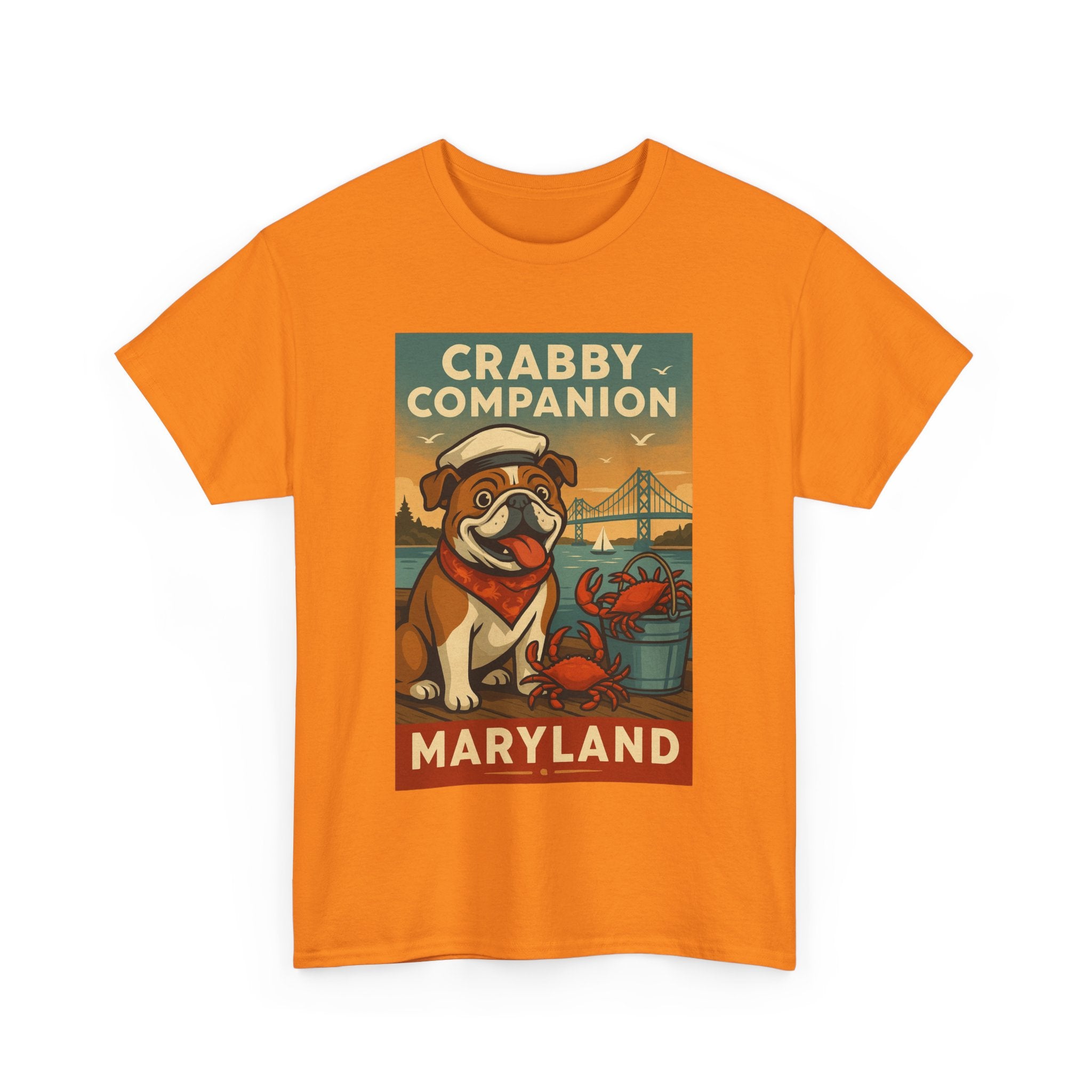 Crabby Maryland Companion Unisex Heavy Cotton Tee Fun Coastal Pet Design