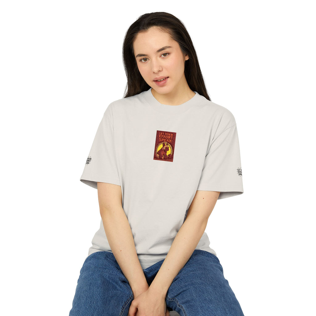 Graphic "Let Your Effort Speak" Vintage Red Patch Phoenix Chest Print Tee
