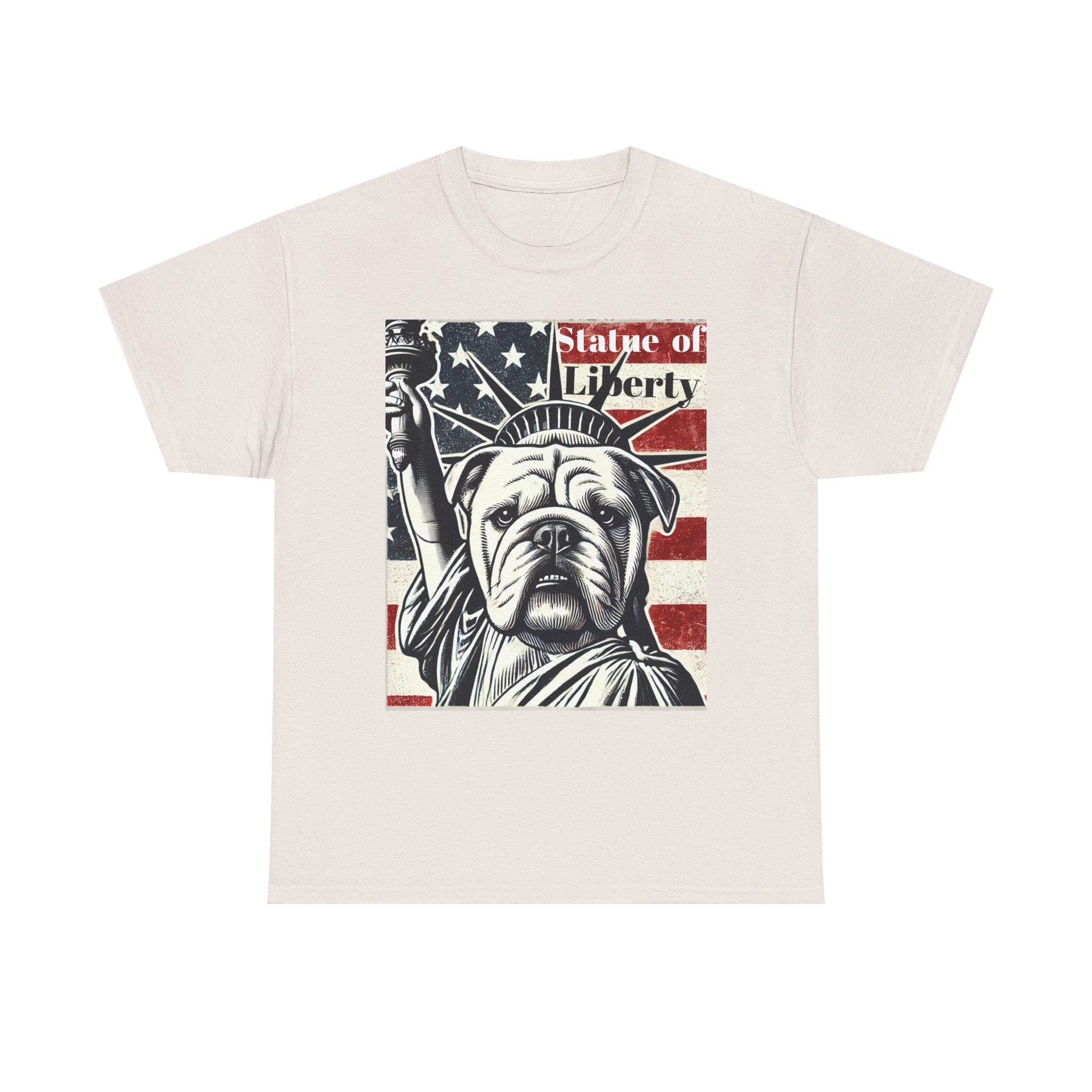 Patriotic Bulldog Tee - Statue of Liberty Design