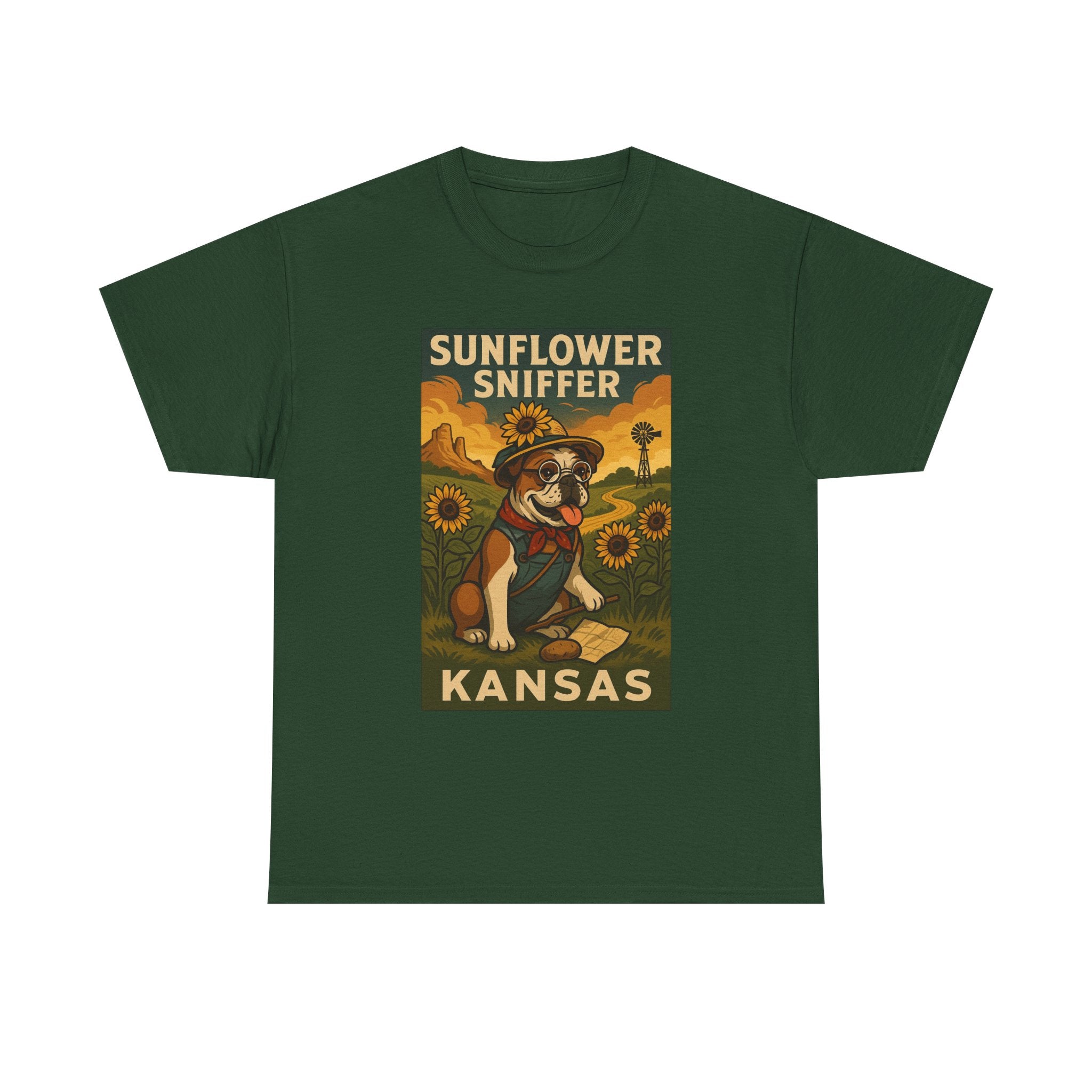 Kansas Sunflower Sniffer Unisex Heavy Cotton Tee Dog Lovers Apparel