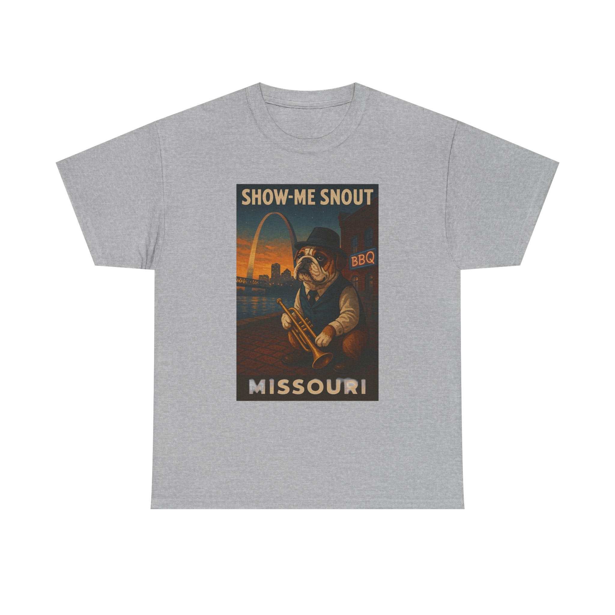 Show-Me Snout Missouri Unisex Heavy Cotton Tee -BBQ Lovers and Music Enthusiasts