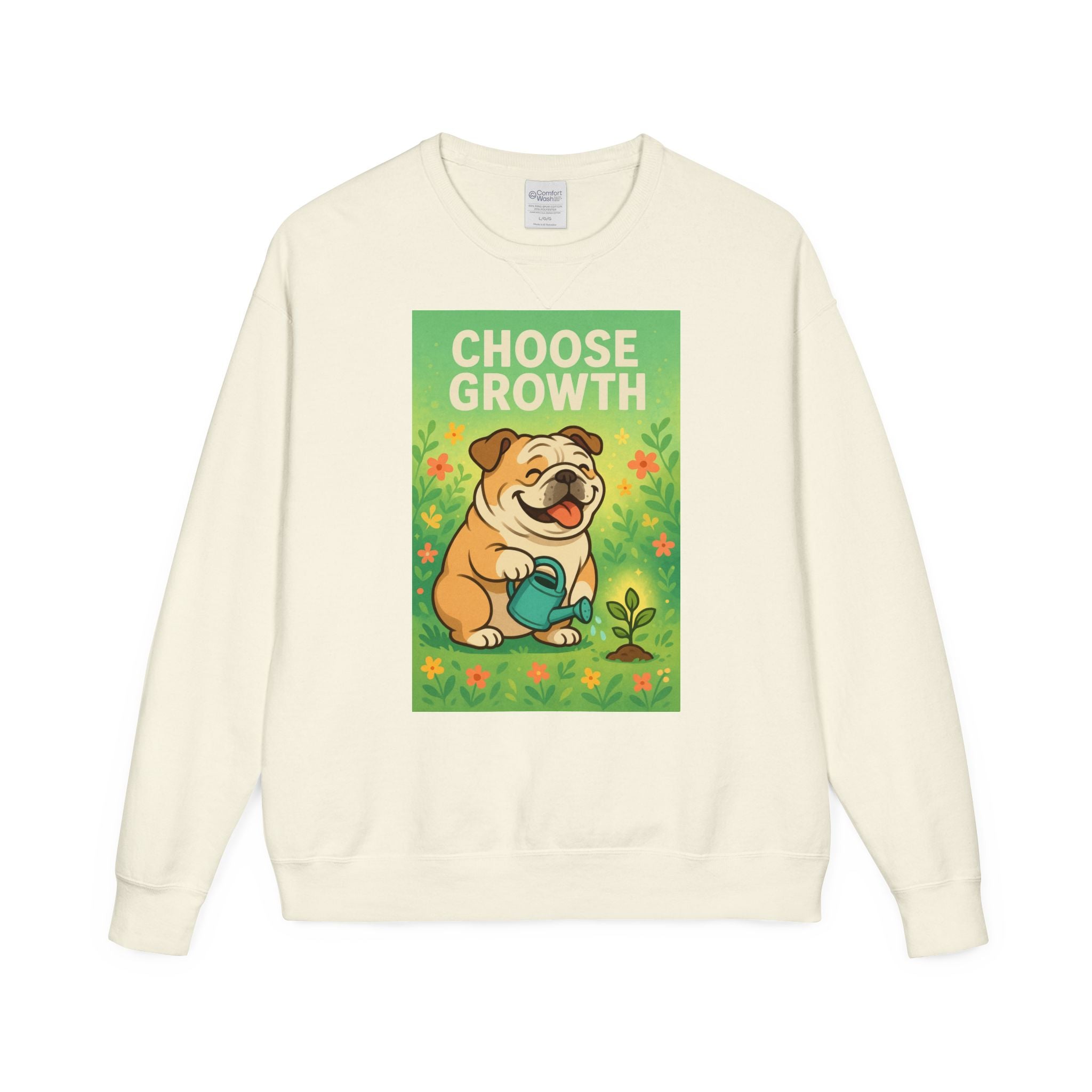 Choose Growth English Bulldog Sweatshirt, Cute Dog Sweater, Positive Vibe Apparel, Gift for Dog Lovers, Cozy Crewneck