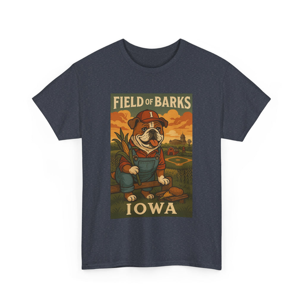 IOWA Field of Barks Unisex Heavy Cotton Tee Cute Dog Baseball Shirt