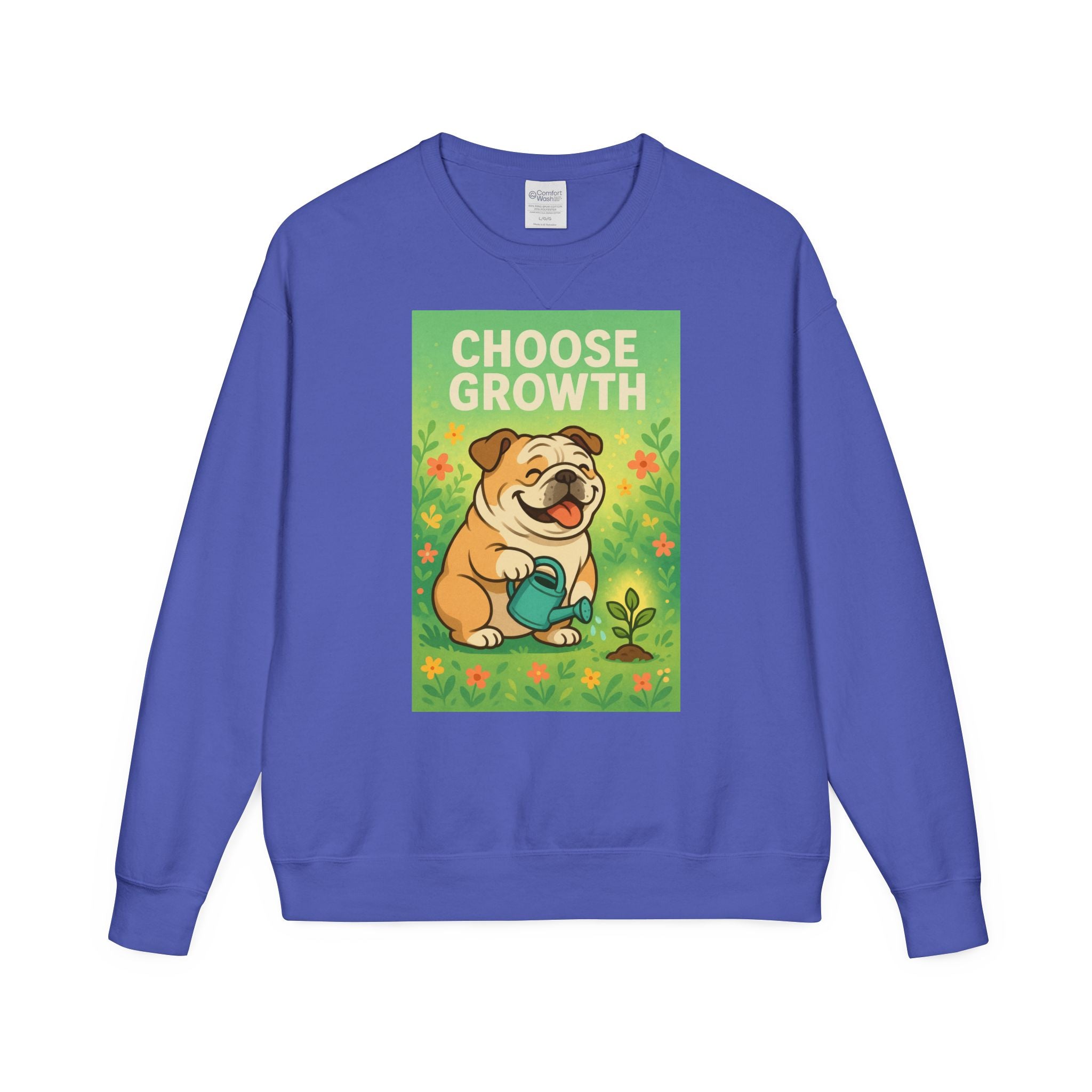 Choose Growth English Bulldog Sweatshirt, Cute Dog Sweater, Positive Vibe Apparel, Gift for Dog Lovers, Cozy Crewneck