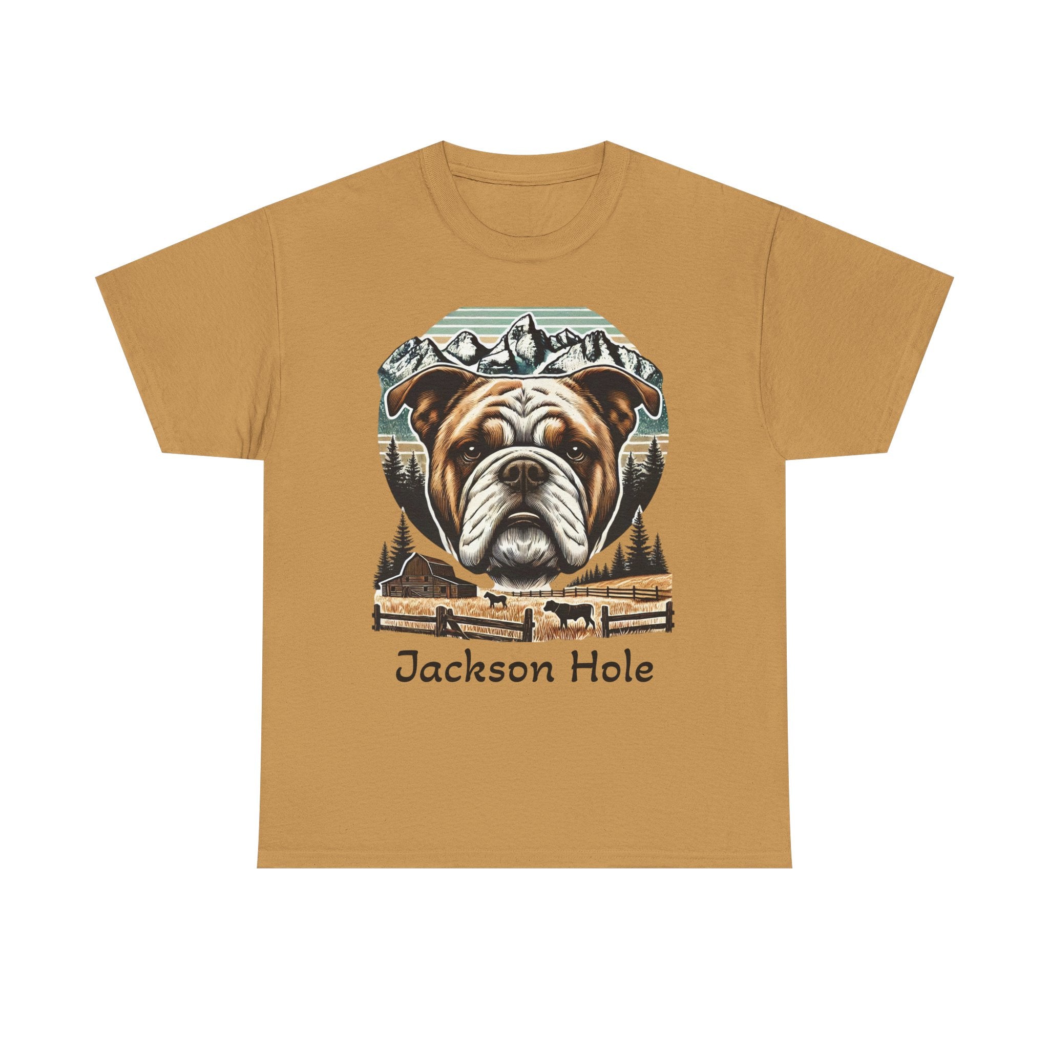 Jackson Hole Bulldog Unisex Tee Cozy Outdoor Vibes, Nature Lover Gift, Casual Wear, Vintage Style, Great for Adventures