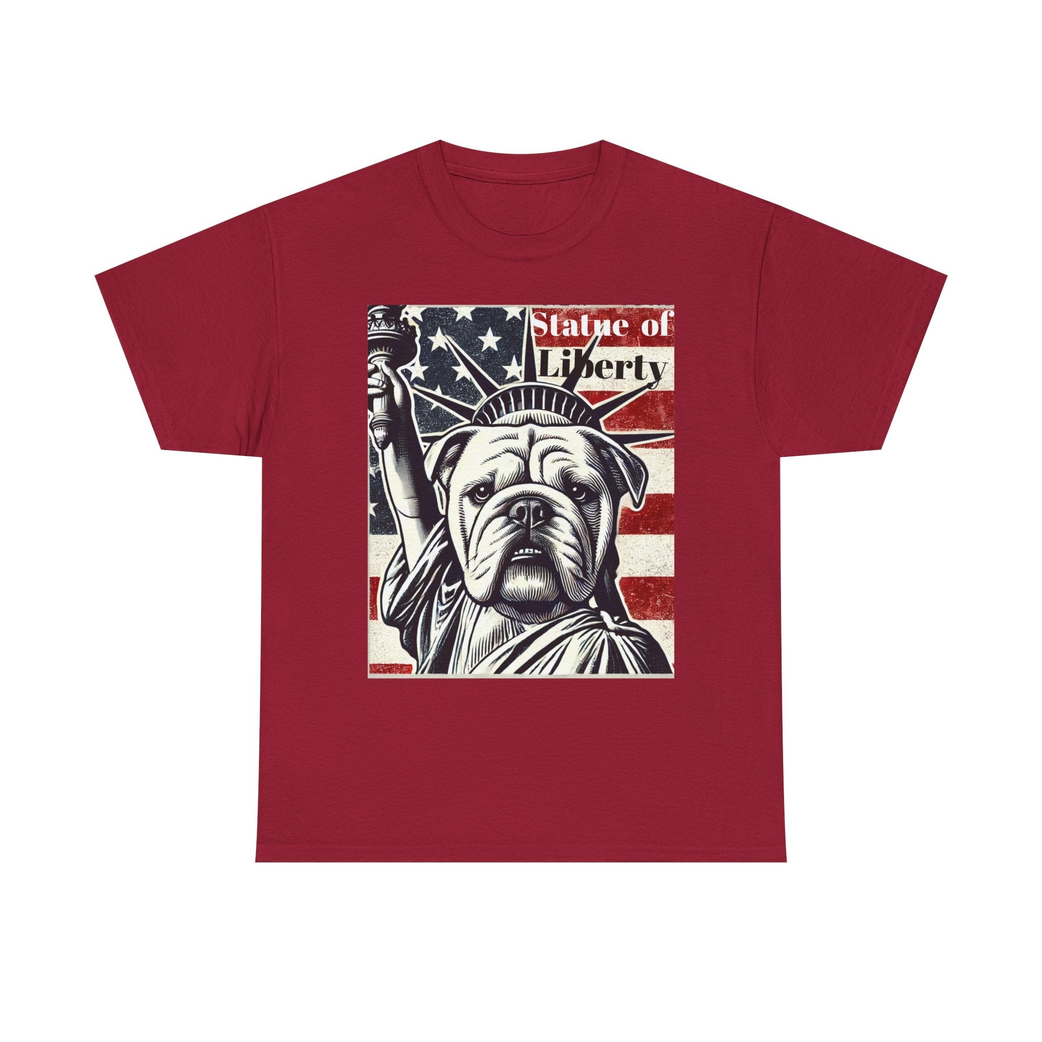 Patriotic Bulldog Tee - Statue of Liberty Design