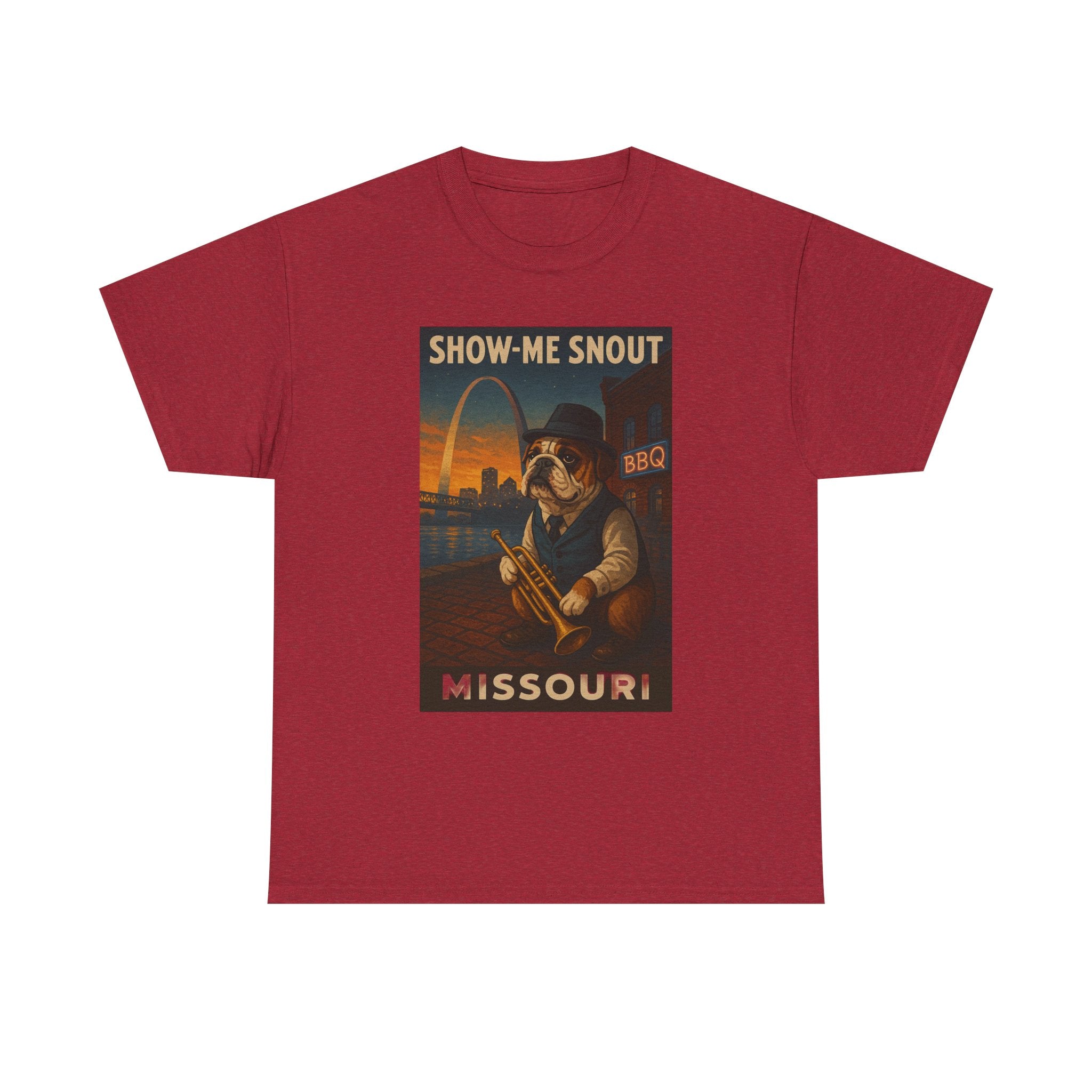Show-Me Snout Missouri Unisex Heavy Cotton Tee -BBQ Lovers and Music Enthusiasts