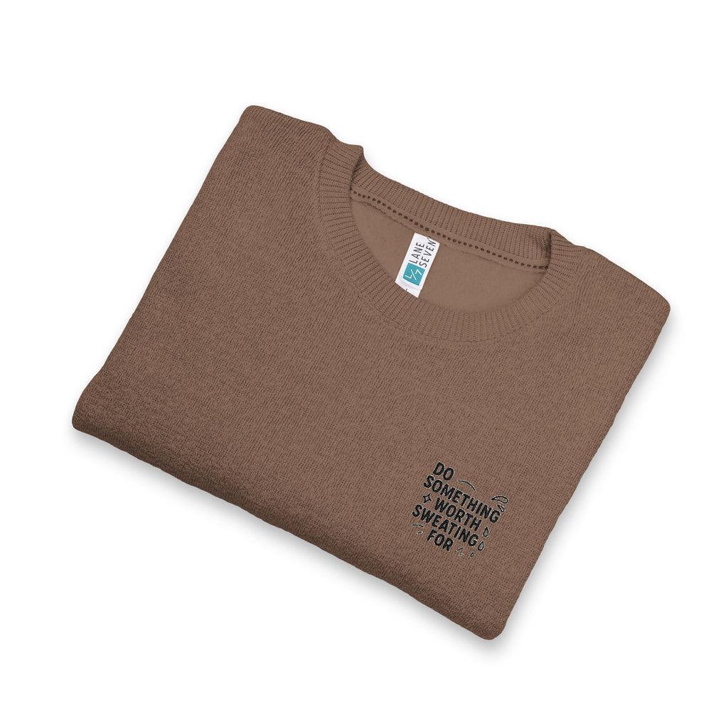 Nantucket Embroidered Crewneck Sweatshirt "Do Something Worth Sweating For" Coastal Chest Logo