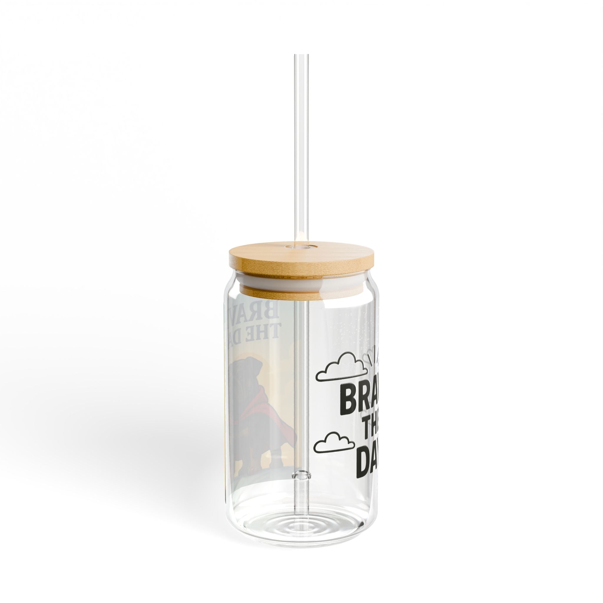 Brave Day Sipper Glass 16oz, Motivational Drinkware, Inspirational Mason Jar, Cute Cup for Gifts, Home Decor