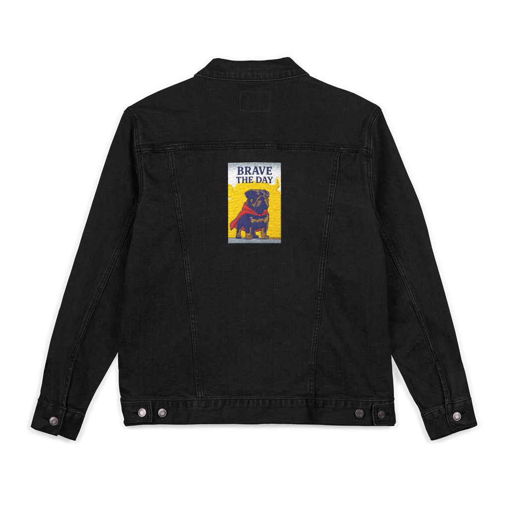 Embroidered Brave The Day Unisex Denim Jacket - Brave & Free Design, Stylish Outerwear, Spring Fashion, Gift for Him/Her, Casual Wear, Jacket with Meaning