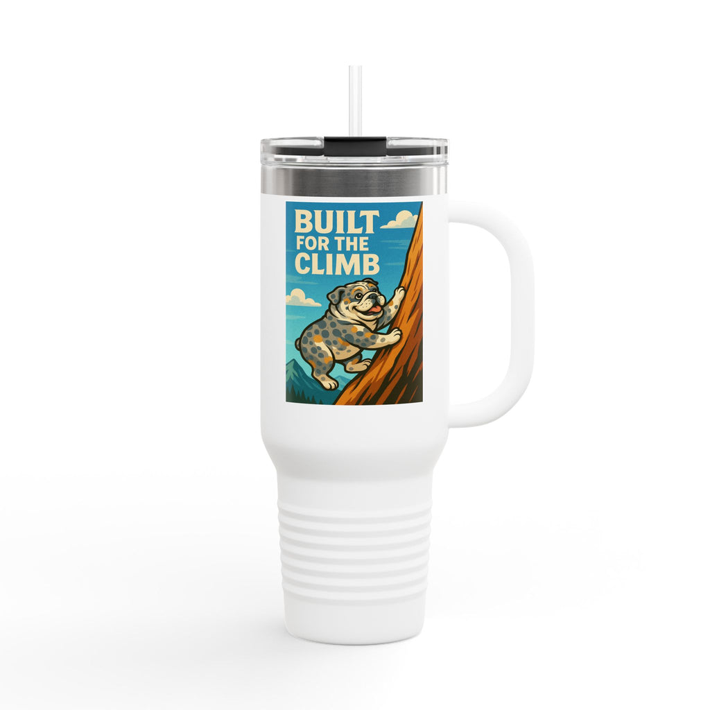 Adventure Insulated Travel Mug, 40oz - Built for the Climb, Outdoor Travel Cup, Hiking Mug,Camping Gear,English Bulldog Gift for Adventurers
