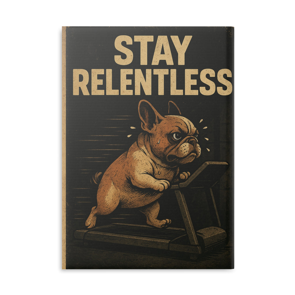 Stay Relentless Hardcover Notebook - Motivational Journal, Puppy Lover Gift, Fitness Planner, Cute Stationery, Dog Lover Supplies