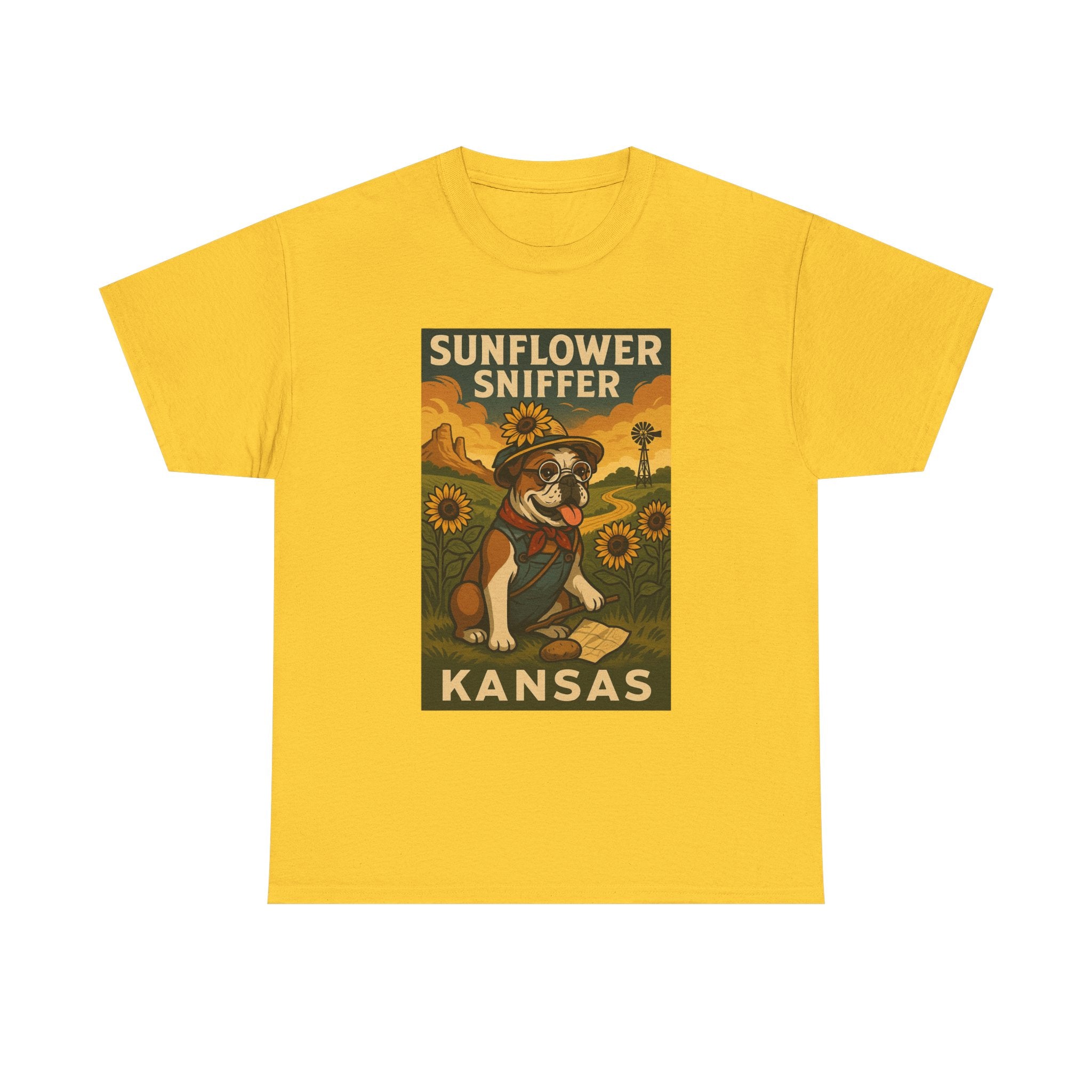 Kansas Sunflower Sniffer Unisex Heavy Cotton Tee Dog Lovers Apparel