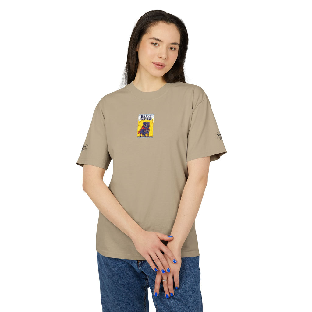 Graphic Brave The Day Tee  Retro Colorblock Illustration Tee