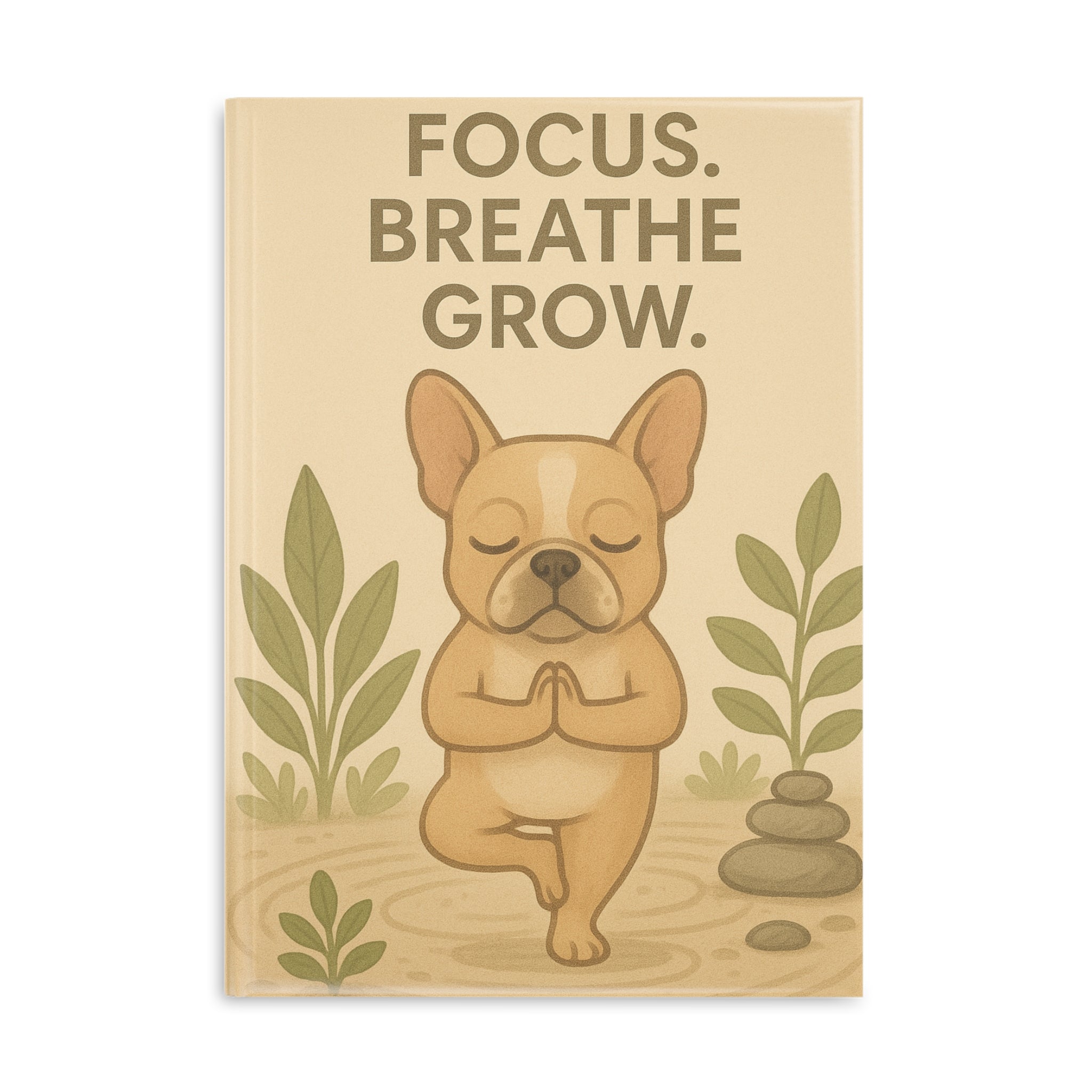 Mindfulness Hardcover Notebook, Focus Breathe Grow Journal, Cute Dog Design, Stress Relief Gift, Inspirational Stationery,Gratitude Journal
