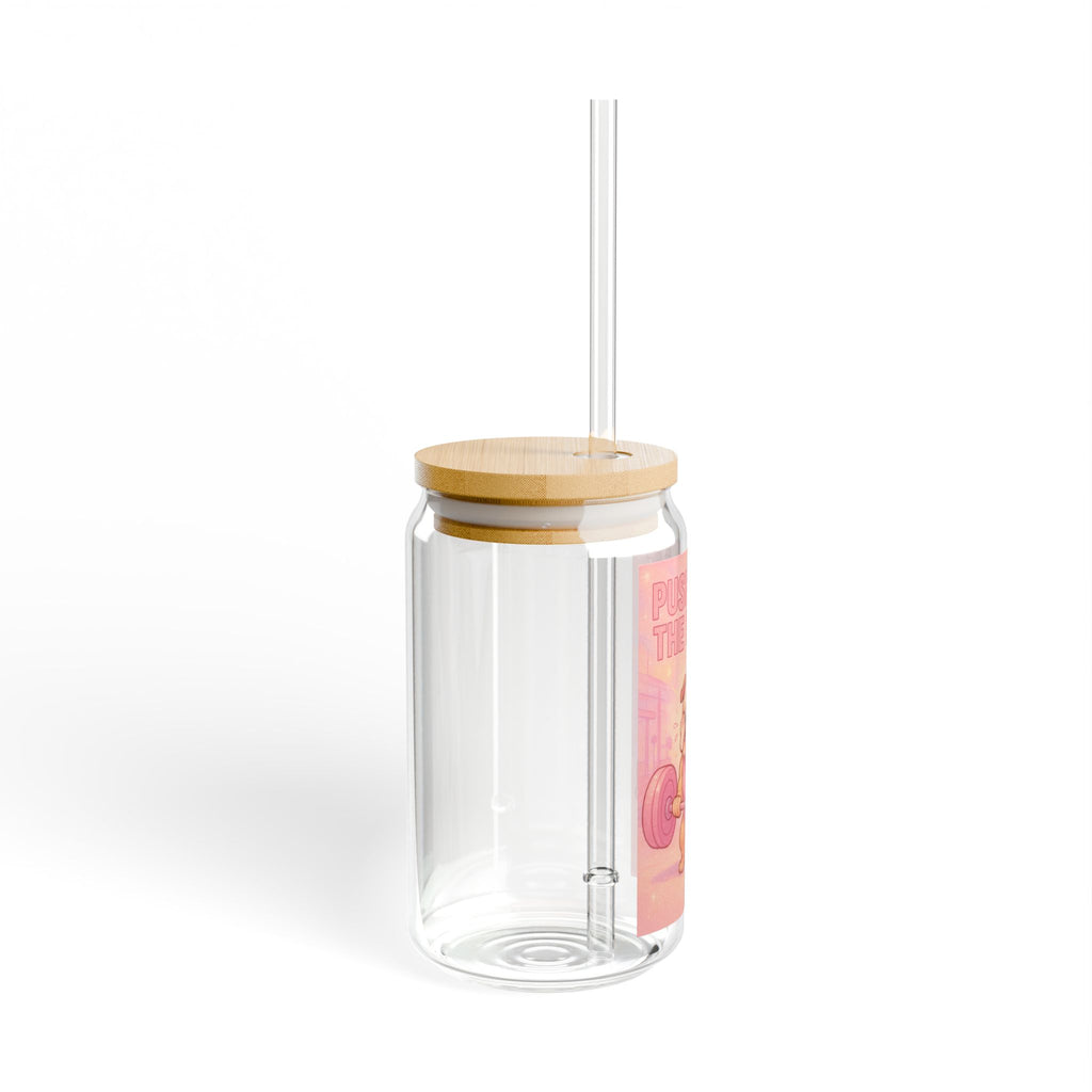 Motivational 'push past the limit' 16oz Sipper Glass