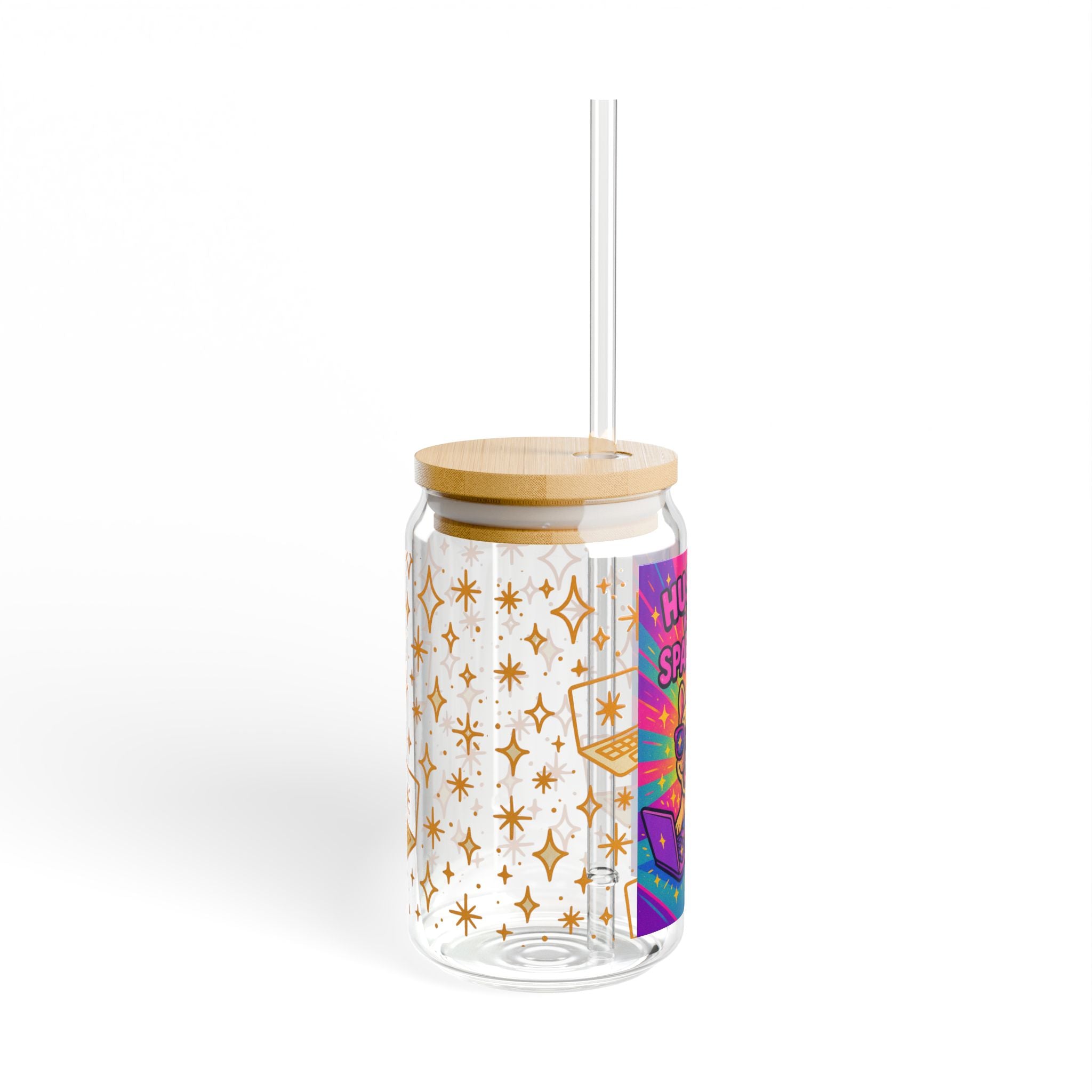 Colorful Sipper Glass,Hustle with Sparkles,Fun Drinkware for Parties, Gifts, Celebrations, Everyday Use, Eco-Friendly