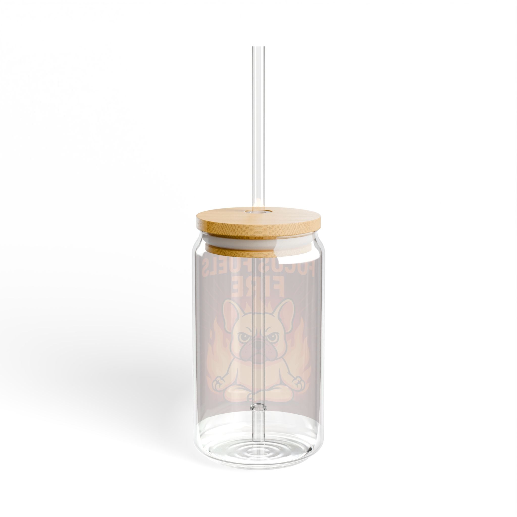 Focus Fuels Fire Sipper Glass 16oz Motivational Bulldog Drink Jar