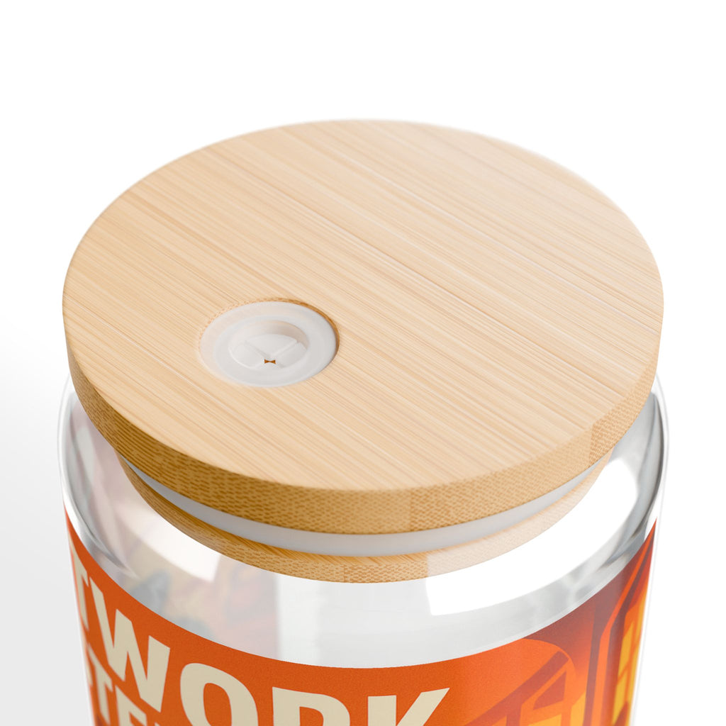 Sipper Glass 'Outwork Yesterday' Motivational Fitness Design (16oz)