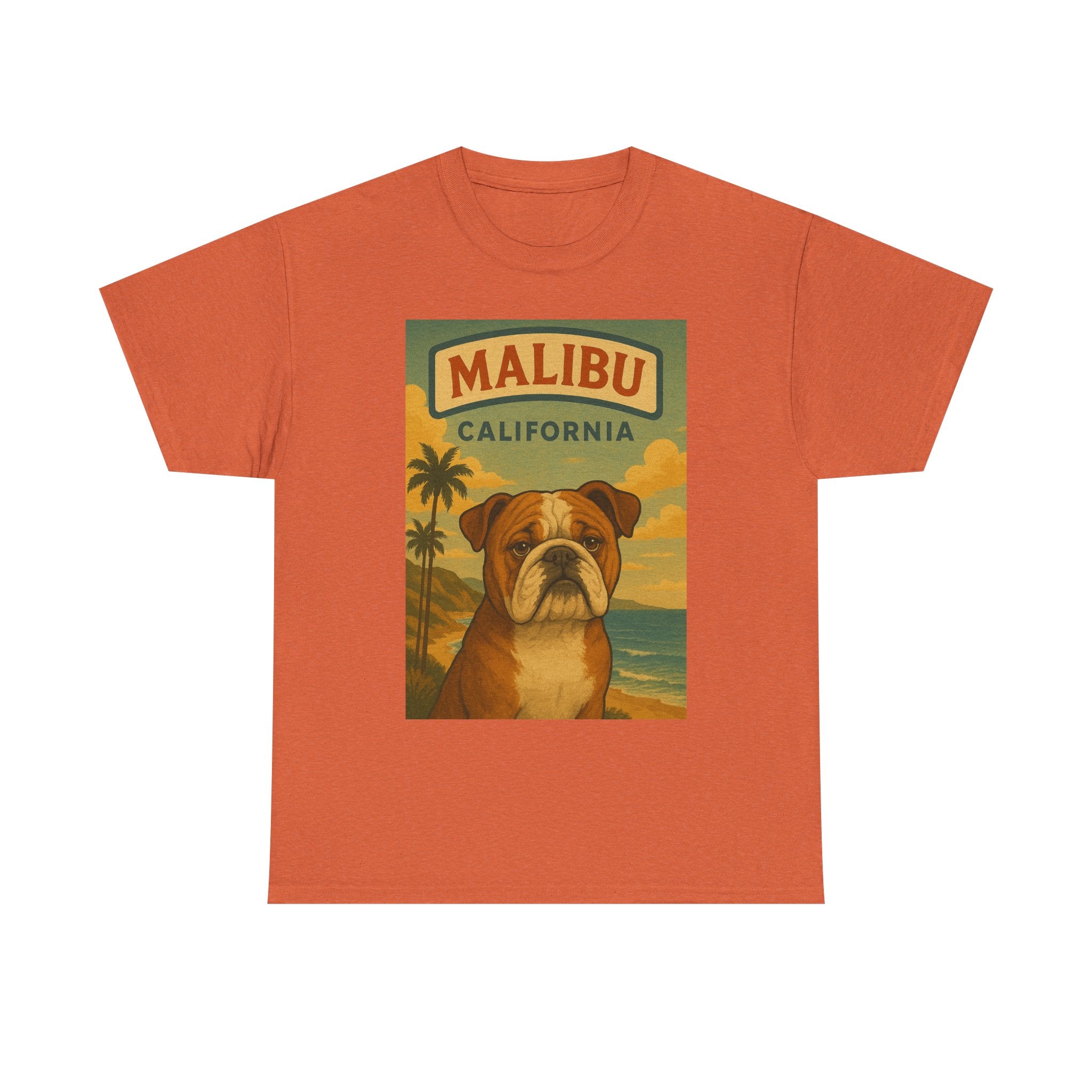 Vintage Bulldog Malibu California T-Shirt - Unisex Heavy Cotton Tee