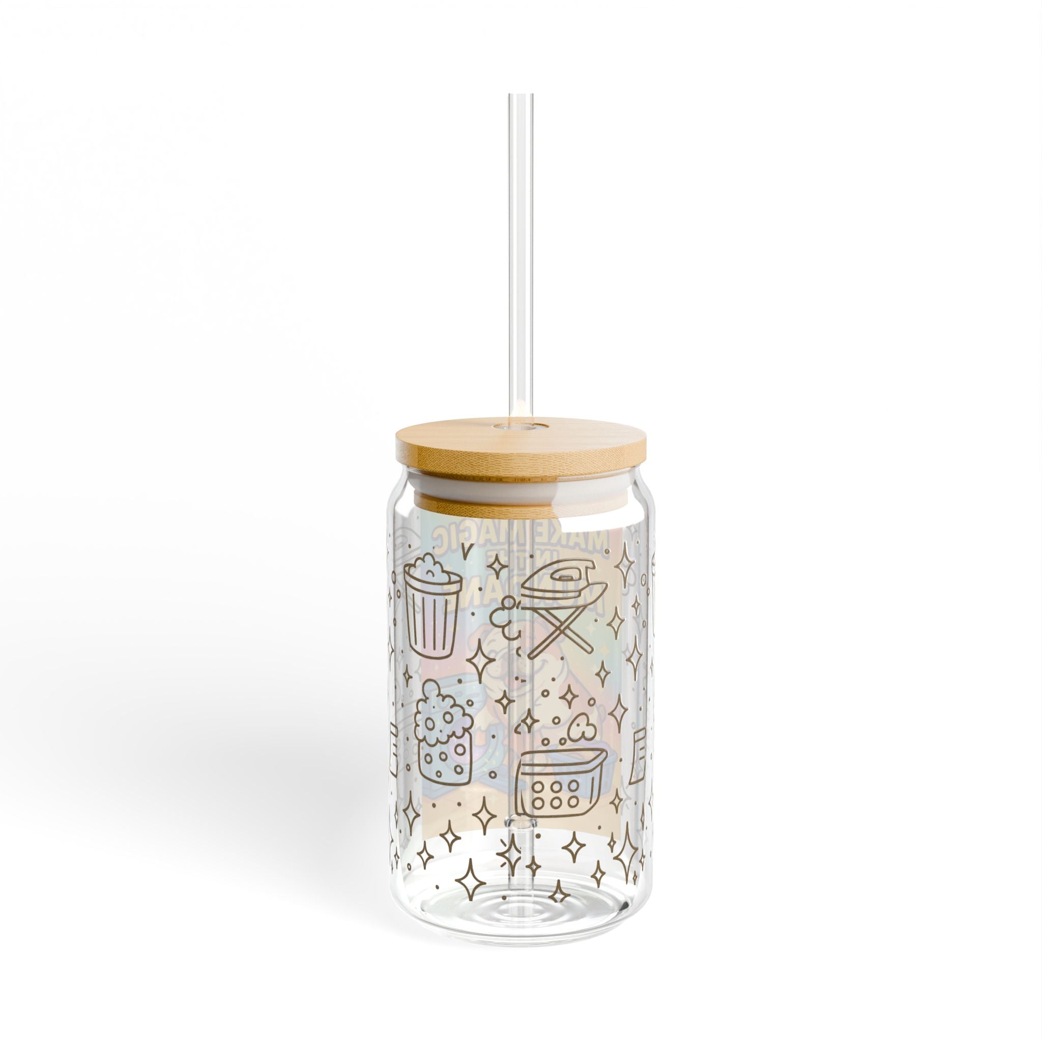 Make Magic In The Mundane Whimsical Sipper Glass, Perfect for Home, Gifts, Parties, Summer Refreshments, Fun Drinkware