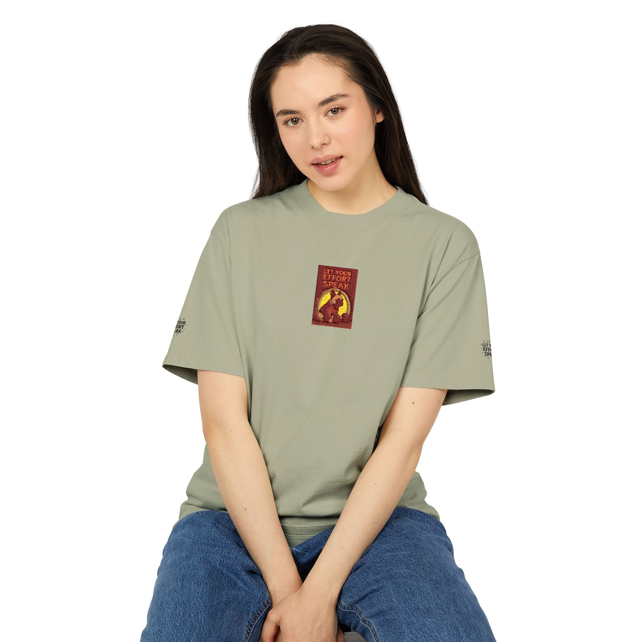 Graphic "Let Your Effort Speak" Vintage Red Patch Phoenix Chest Print Tee