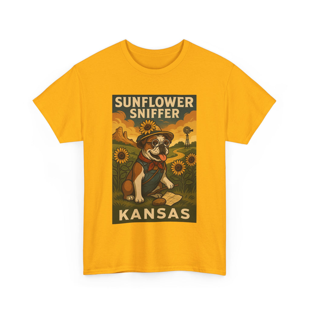 Kansas Sunflower Sniffer Unisex Heavy Cotton Tee Dog Lovers Apparel