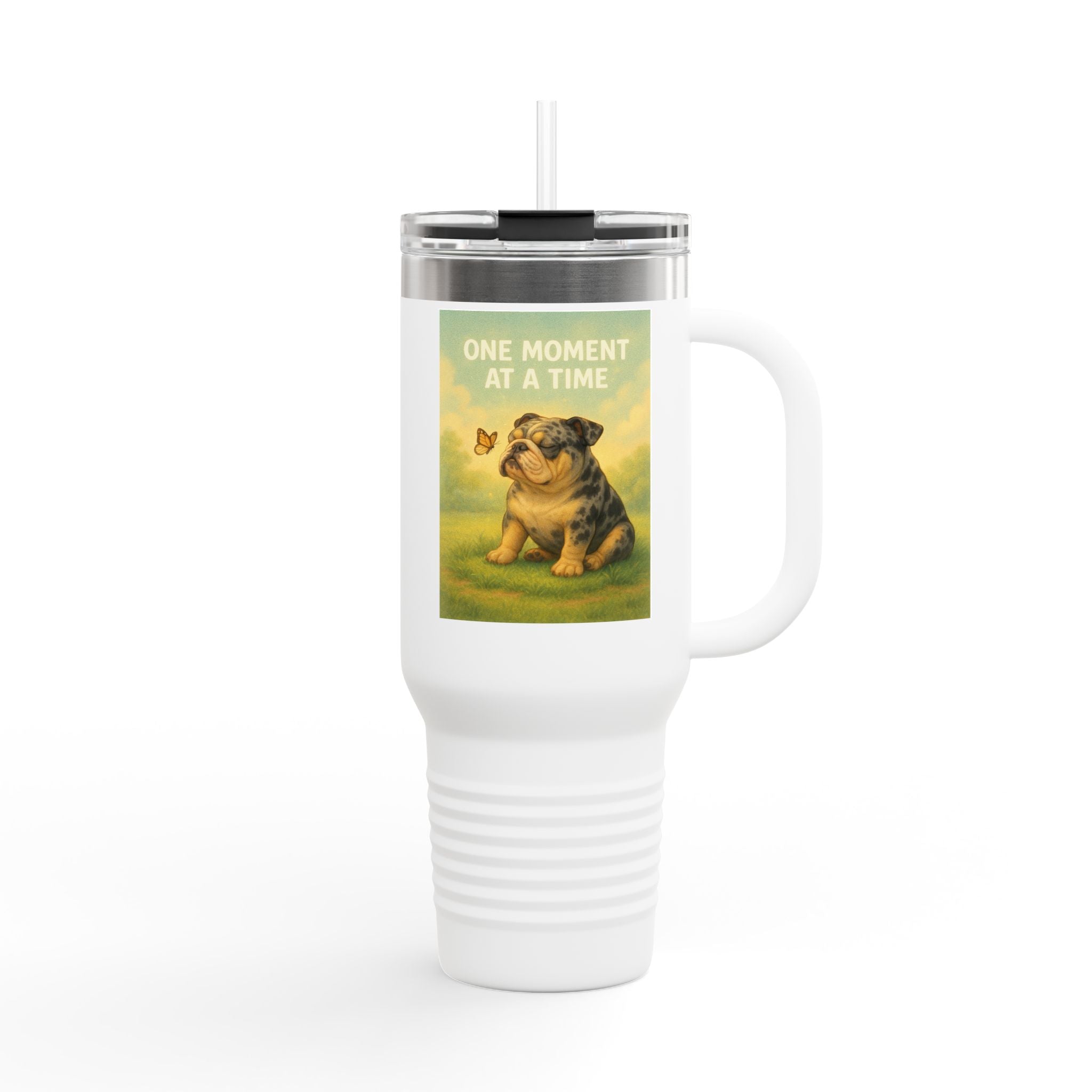 Merle English Bulldog Insulated Travel Mug, Unique Gift for Dog Lovers, Large Travel Tumbler, Cute Pet Coffee Cup, Animal Lover Gift