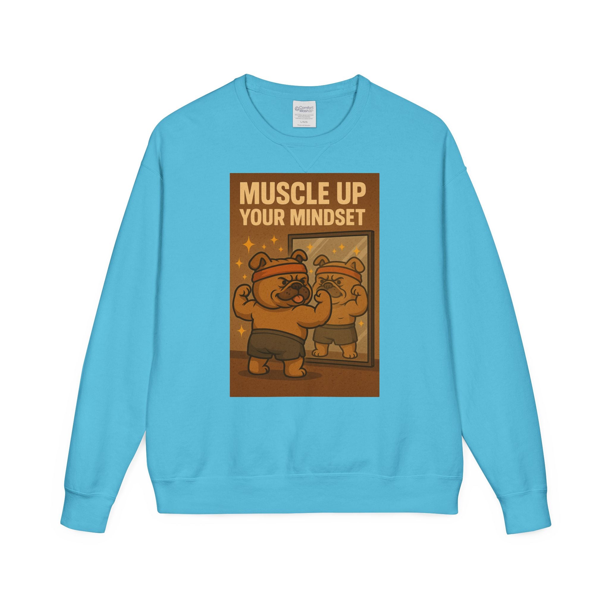 Bulldog Motivational Sweatshirt - Muscle Up Your Mindset, Cozy Fashion, Gift for Fitness Enthusiasts, Casual Wear, Unisex